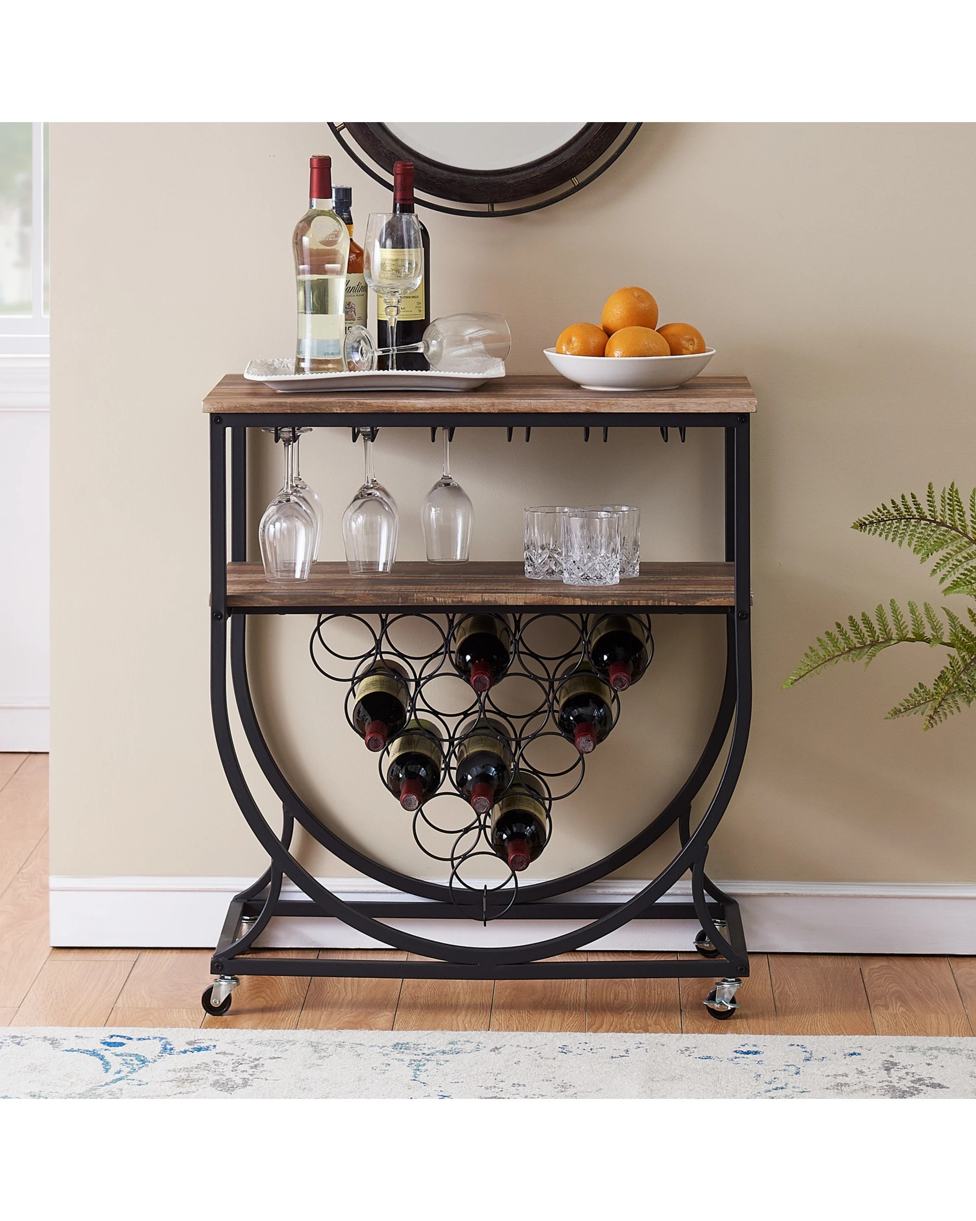 4 IHOMDEC Wine Rack Cart with Glass Holder - Black, 4 of 4