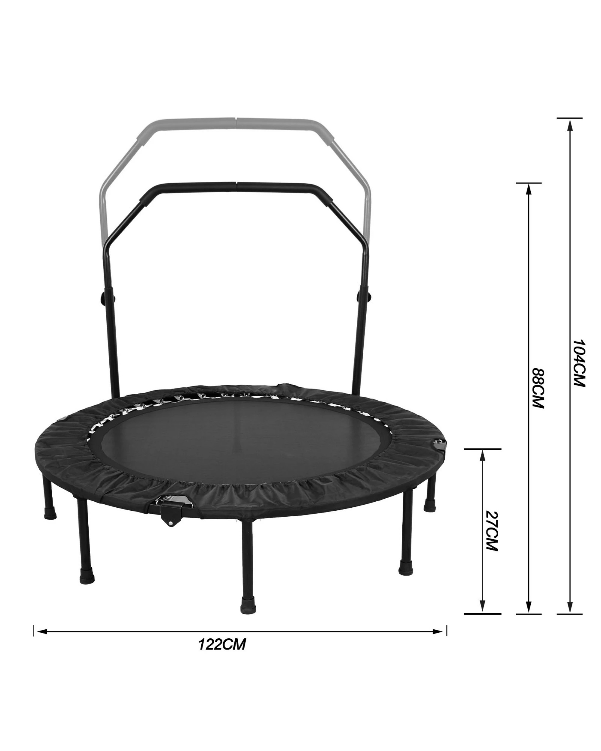 7 Advwin 48" Mini Trampoline Rebounder Max Load 200KG with Adjustable Foam Handle Suitable for Adult and Kids Black, 7 of 7