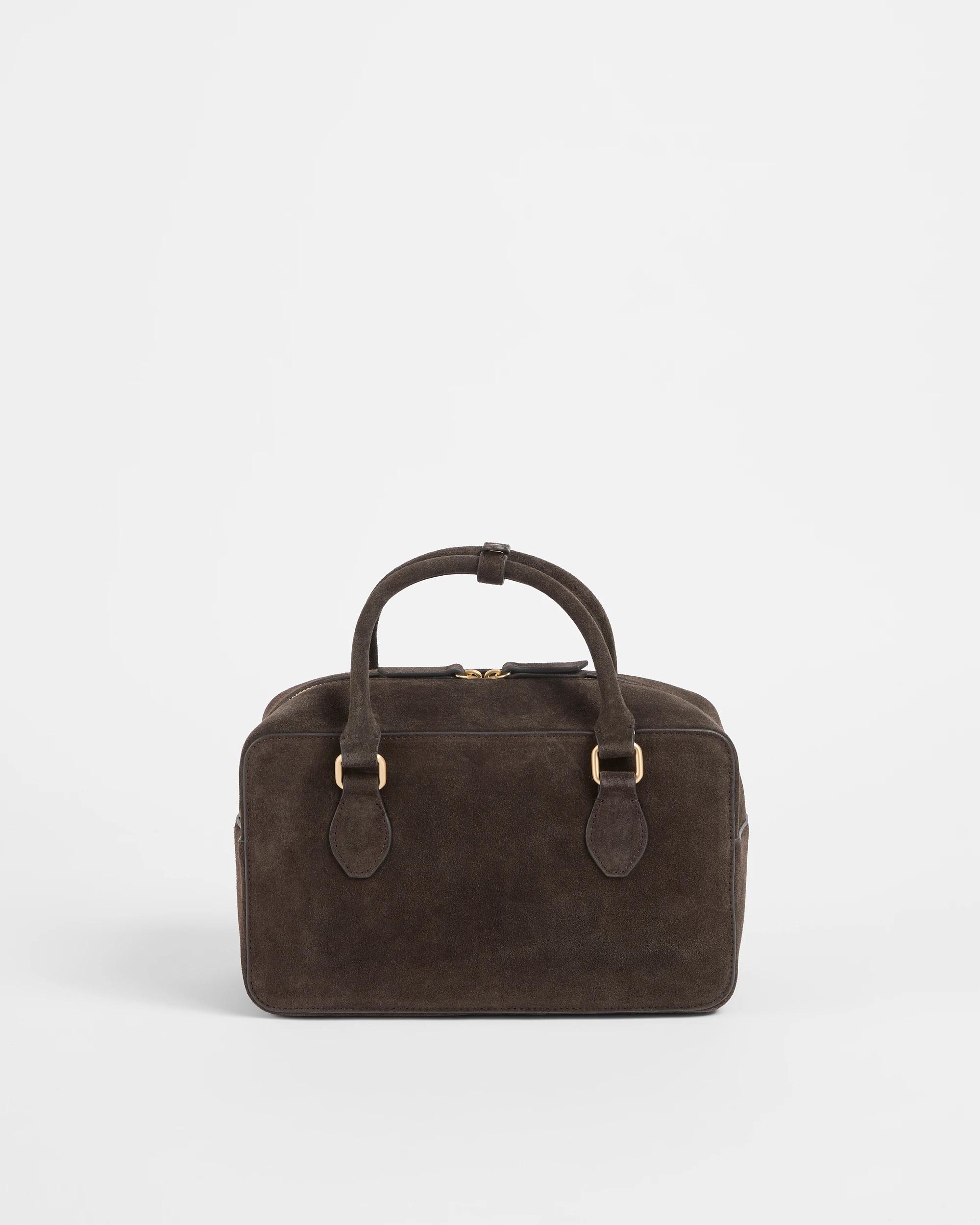 1 Target Suede Leather Medium Bowler Bag CHOCOLATE, 1 of 2