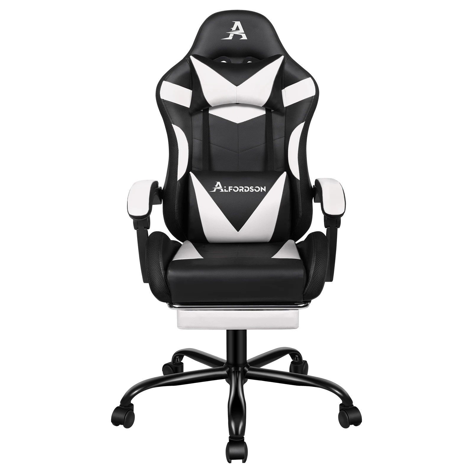4 Alfordson Gaming Chair Office Massage 12 RGB LED Computer Seat PU Leather - White, 4 of 6