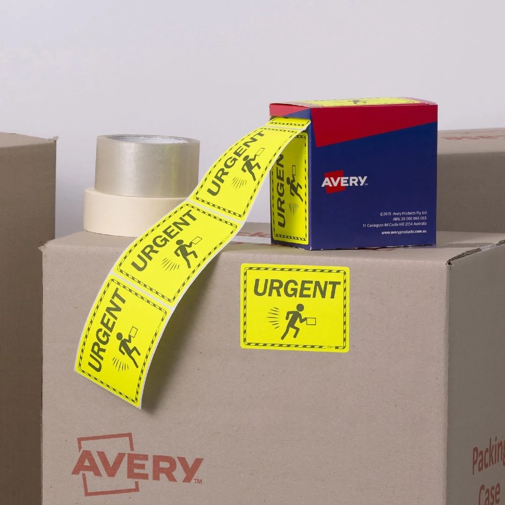 2 Avery Urgent Labels 75 x 99.6mm Yellow 750 Pack, 2 of 3
