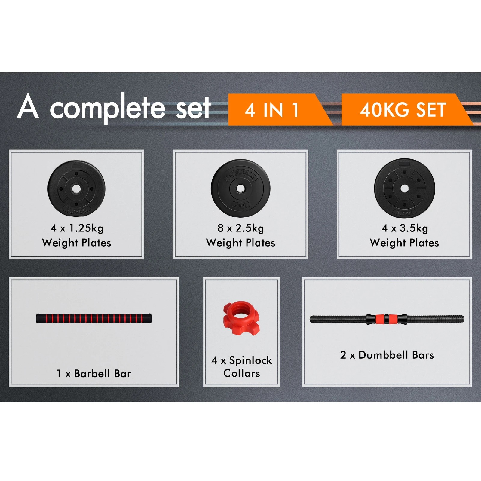 5 Black Lord Dumbbell Set 4in1 Adjustable 40kg, 5 of 8