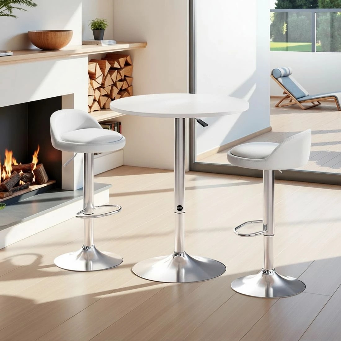 5 Artiss Bar Table and Stools Set Dining Desk Kitchen Chairs Cafe Pub - White, 5 of 5