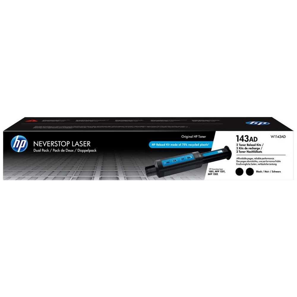1 HP 143AD Dual Pack Neverstop Toner Reload Kit Black, 1 of 1