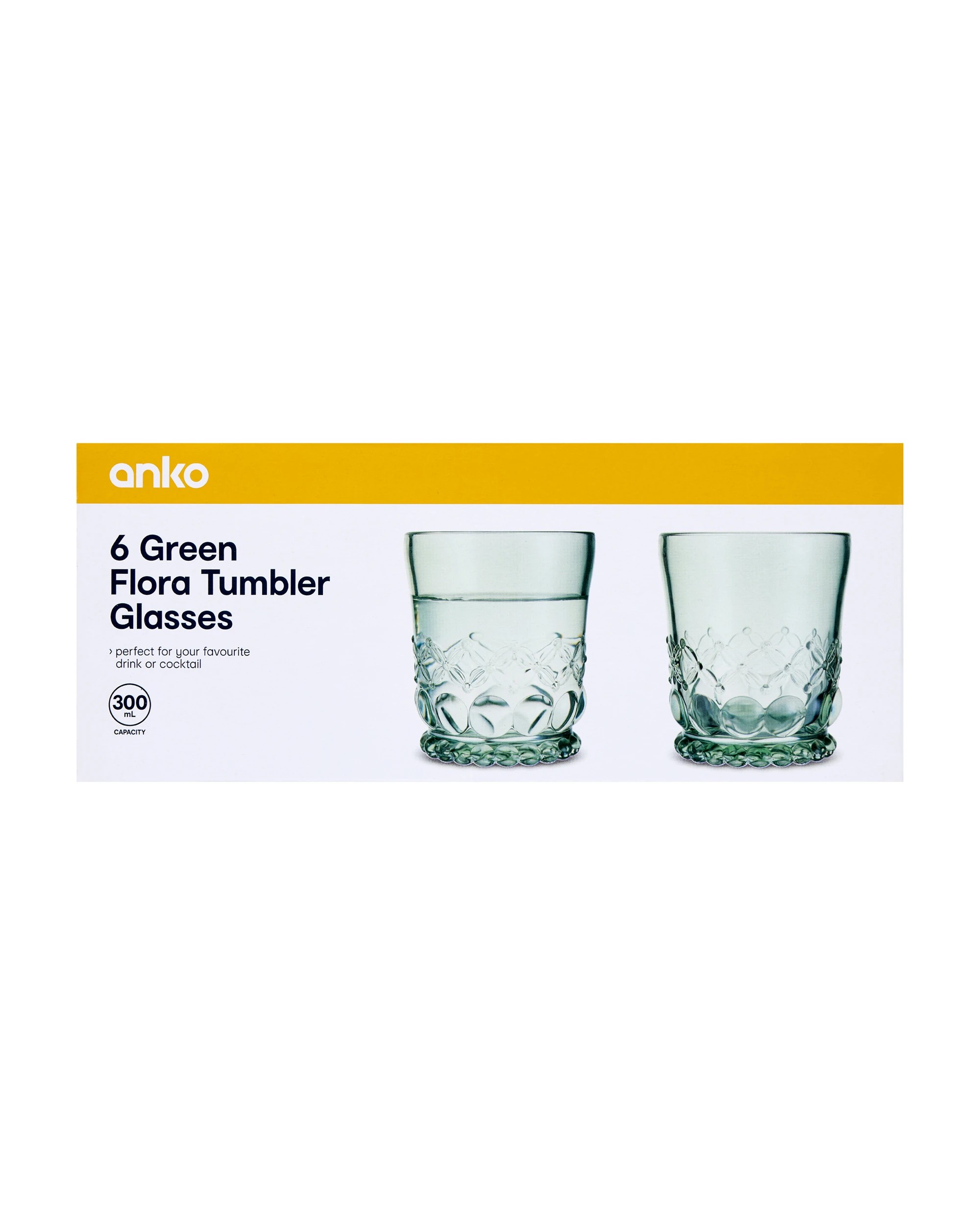 6 6 Green Flora Tumbler Glasses, 6 of 7