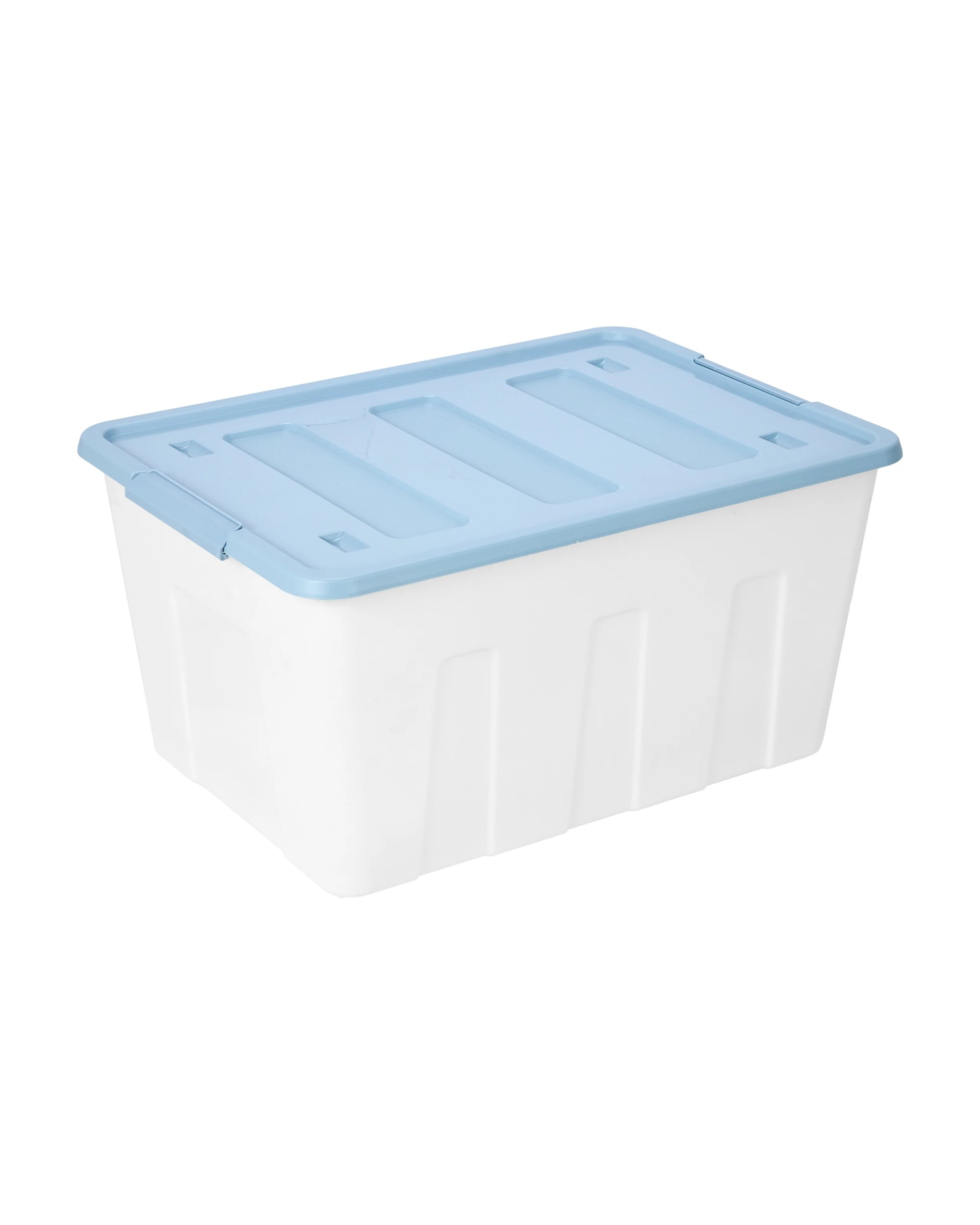 1 60L Storage Tub on Wheels with Blue Lid, 1 of 5