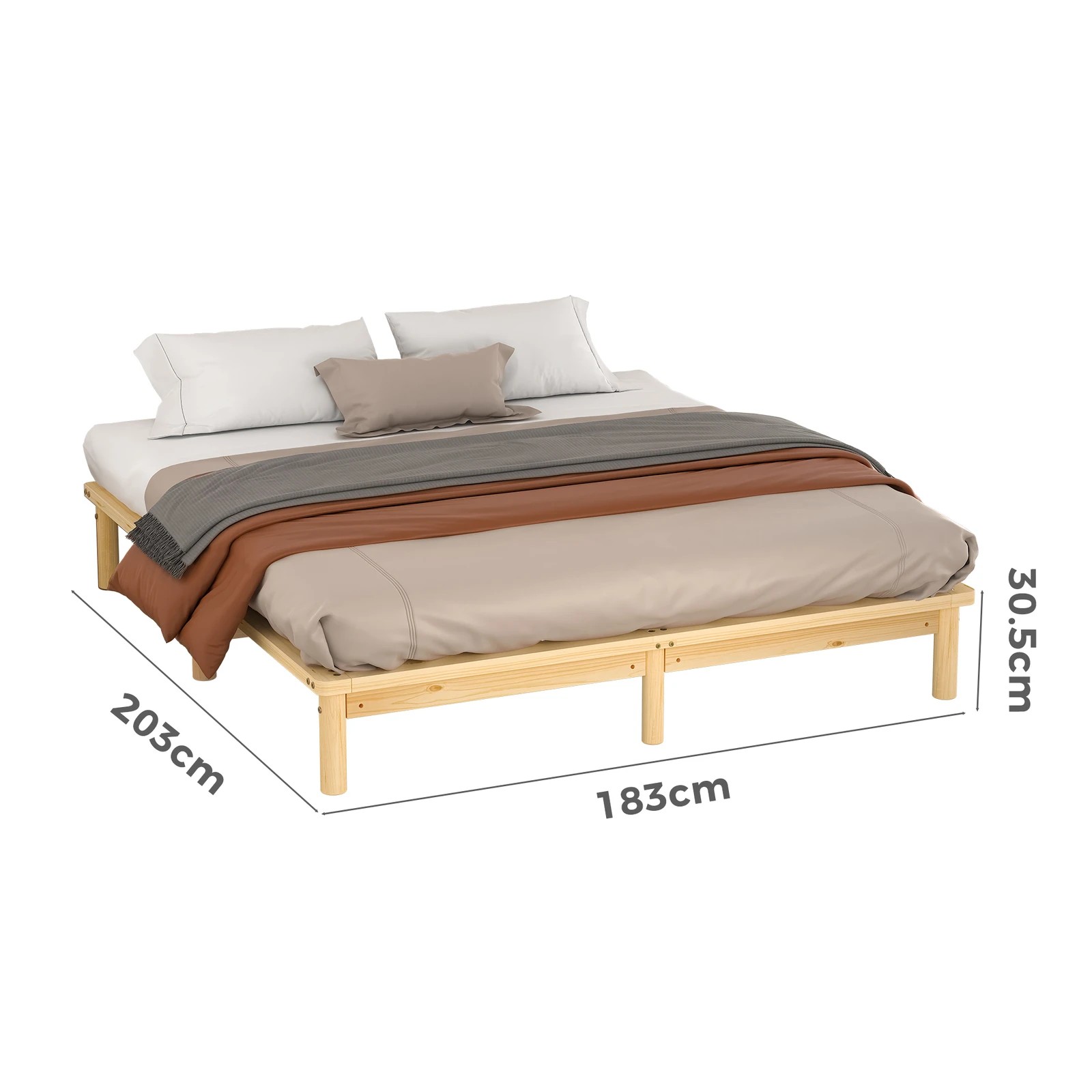 7 Alfordson Bed Frame Wooden Timber King Size Mattress Base Platform Basia - Natural, 7 of 10