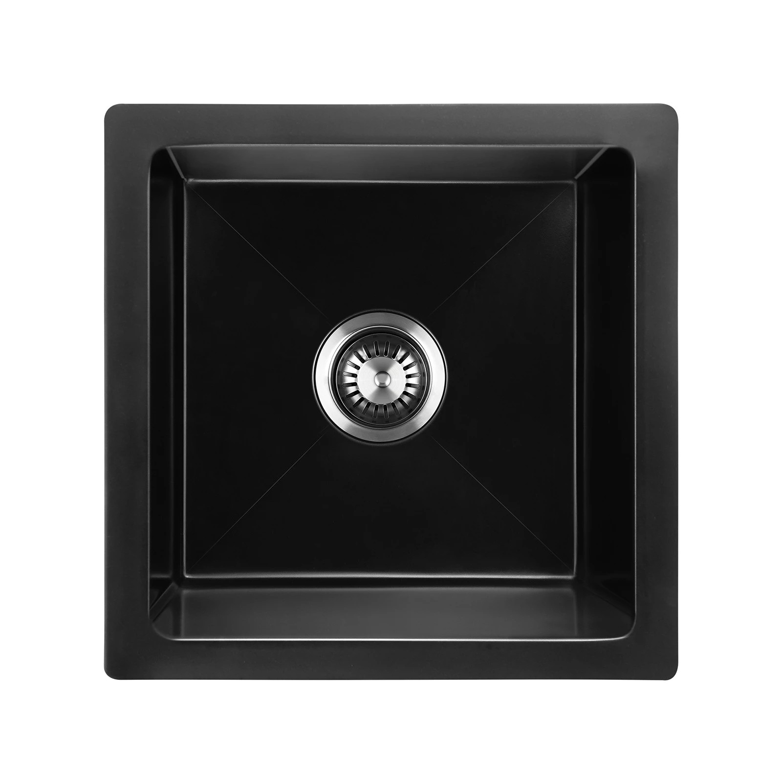 1 Welba Kitchen Sink Granite Stone Sink Laundry Basin Single Bowl 45cmx45cm - Black, 1 of 5
