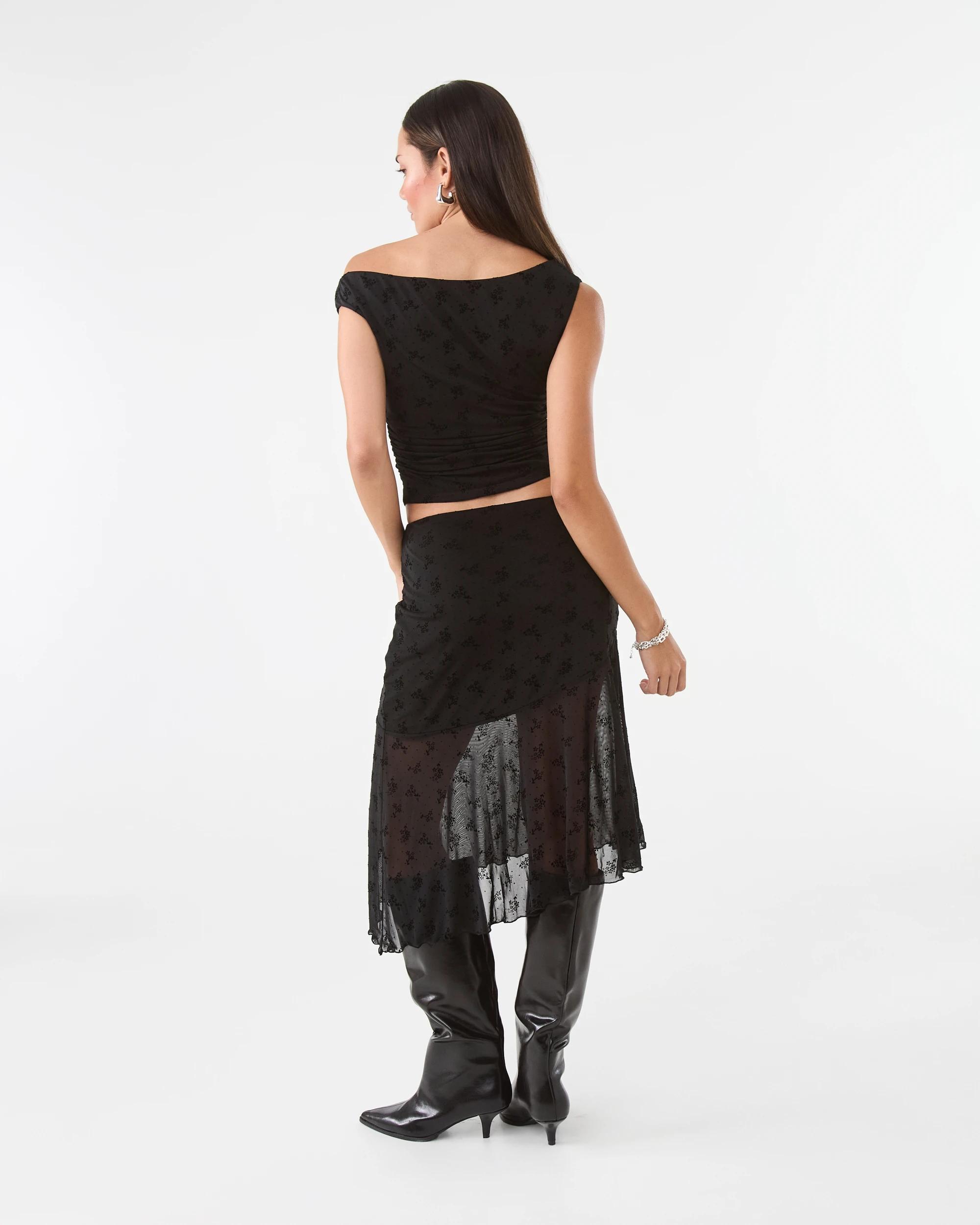 6 Off The Shoulder Burnout Top Black, 6 of 8
