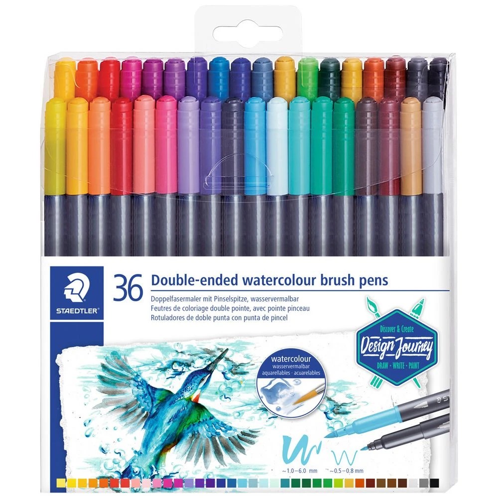 1 Staedtler Double-Ended Watercolour Brush Pens 36 Pack, 1 of 1