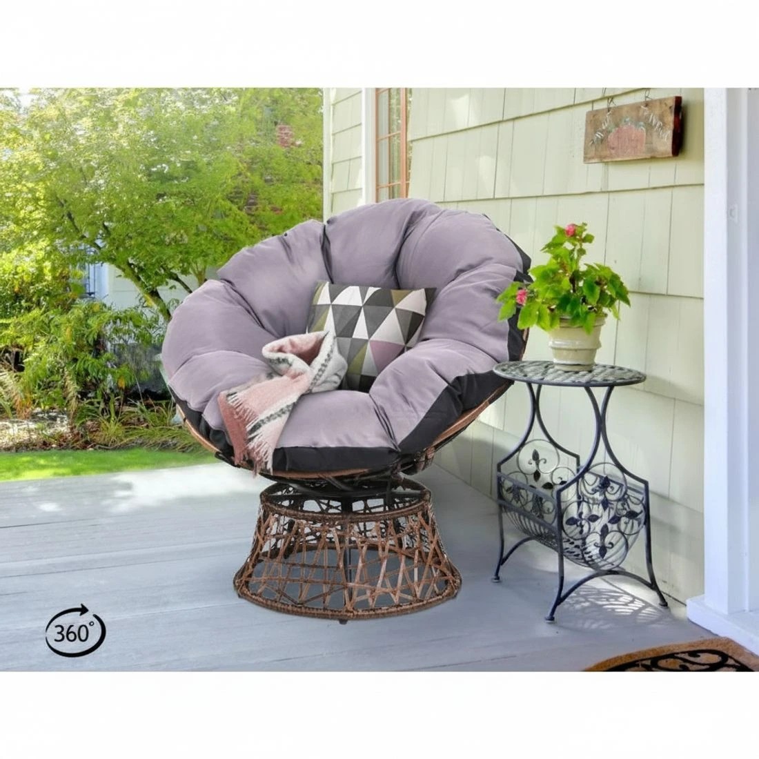 6 Gardeon Outdoor Chairs Outdoor Furniture Papasan Chair Wicker Patio Garden, 6 of 7