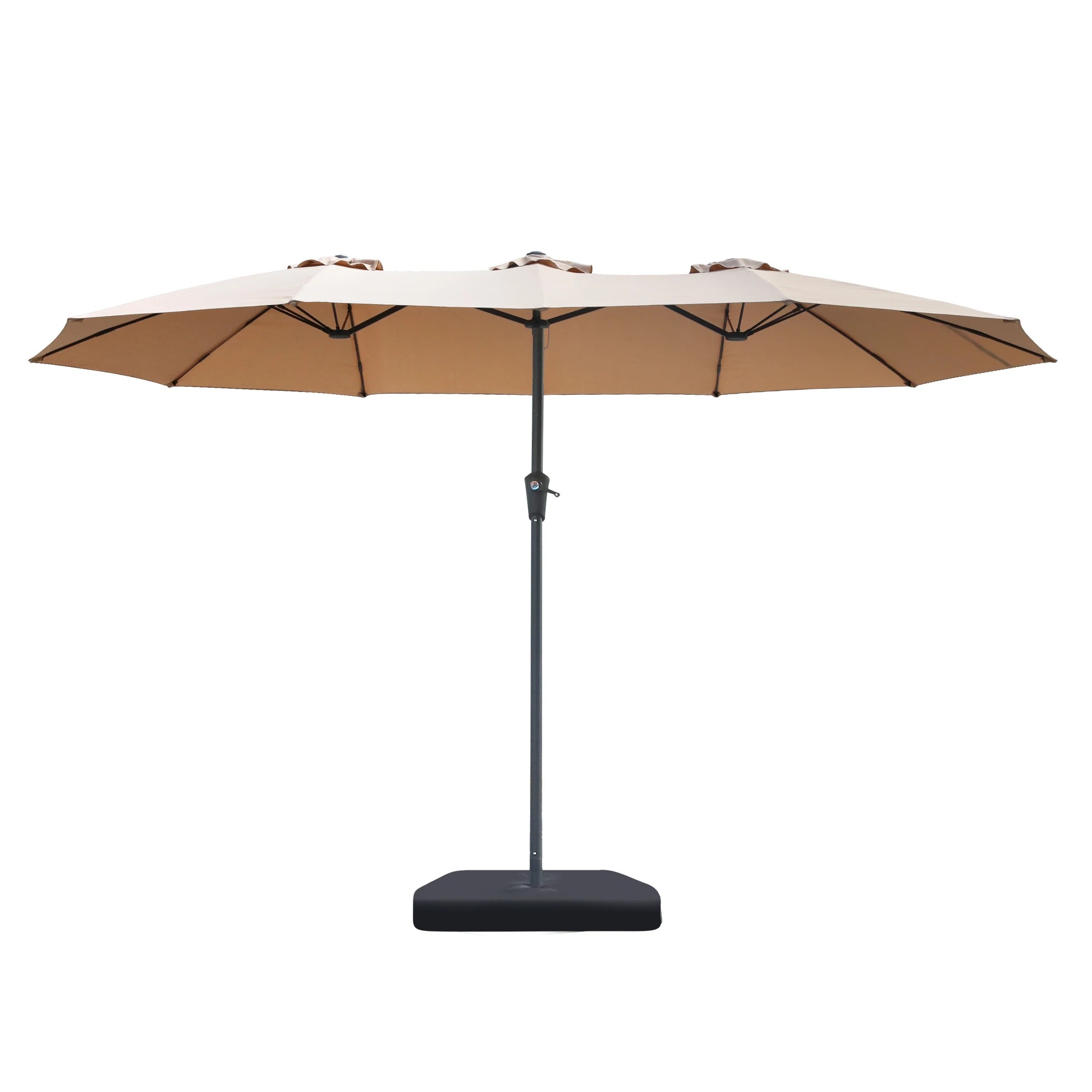 2 Mountview 4x2M Outdoor Twin Large Patio Umbrella with Base - Beige, 2 of 9