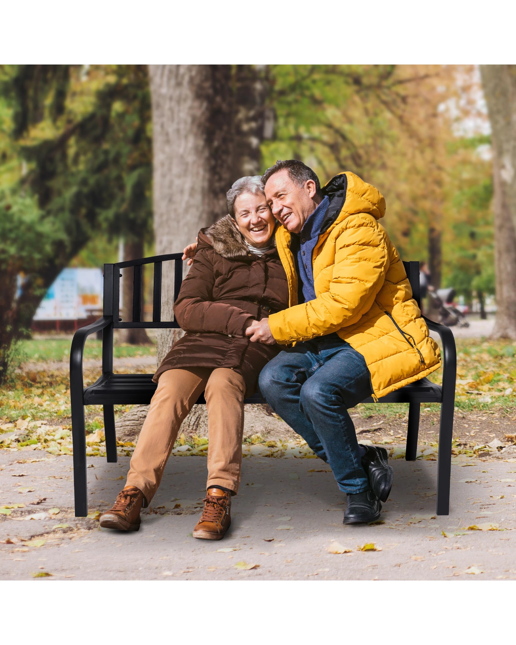 10 Wallaroo Steel Outdoor 2 to 3 Seater Garden Bench Rust Resistant Cast Iron 300kg Capacity - Black, 10 of 10