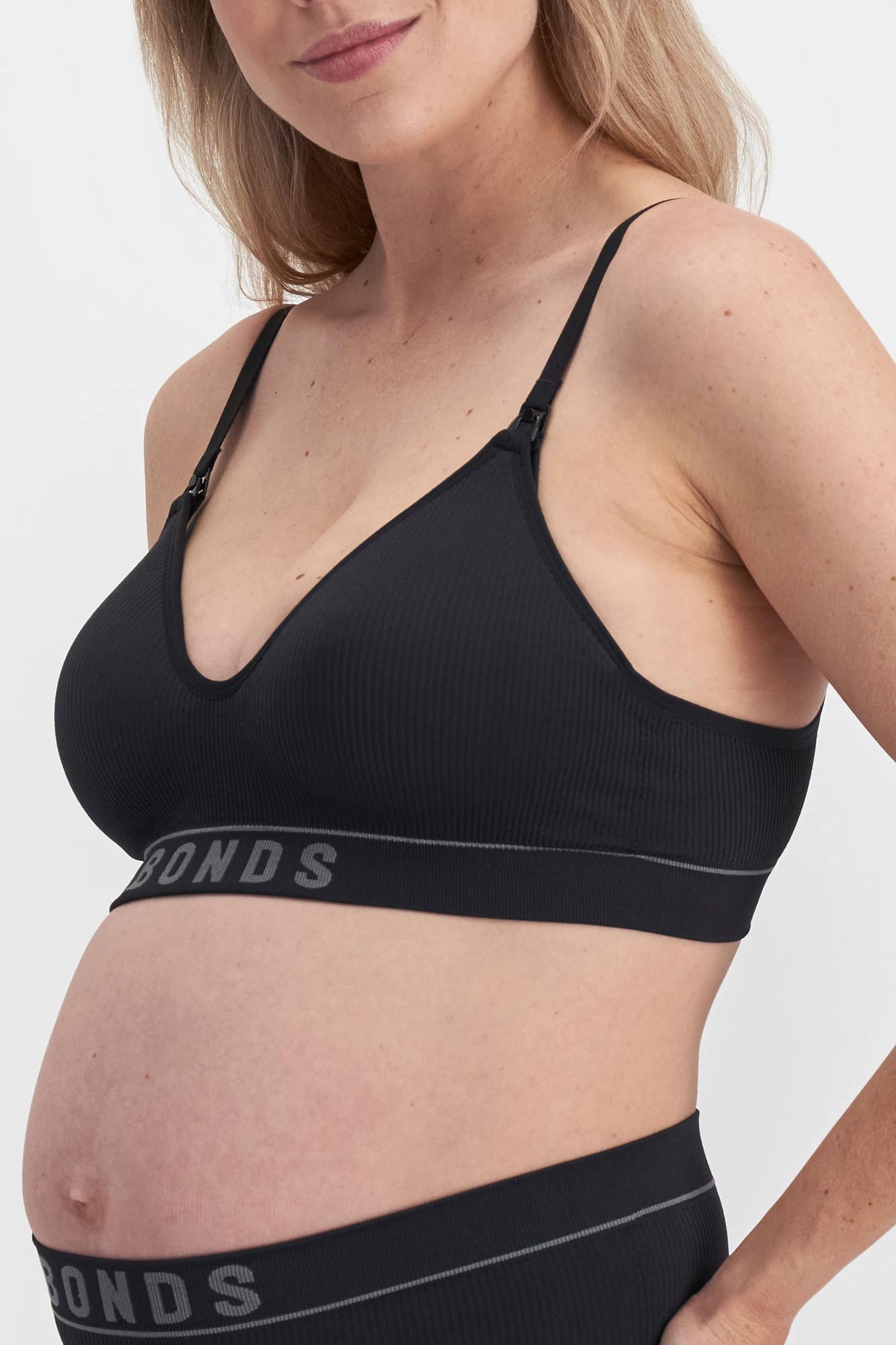 2 Bonds Maternity Bumps Retro Rib Wirefree Bra BLACK, 2 of 5