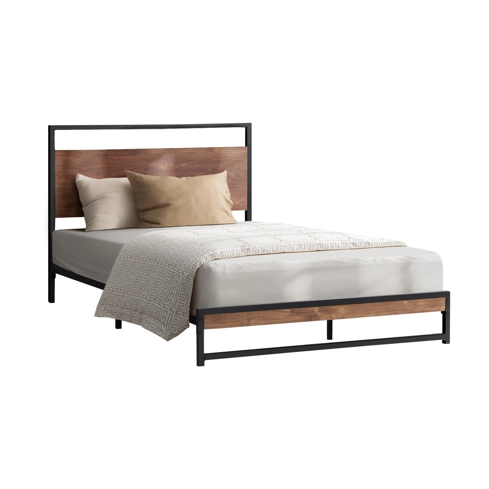 1 Oikiture Metal Bed Frame Single Size Beds Base Platform
 - Black, 1 of 9