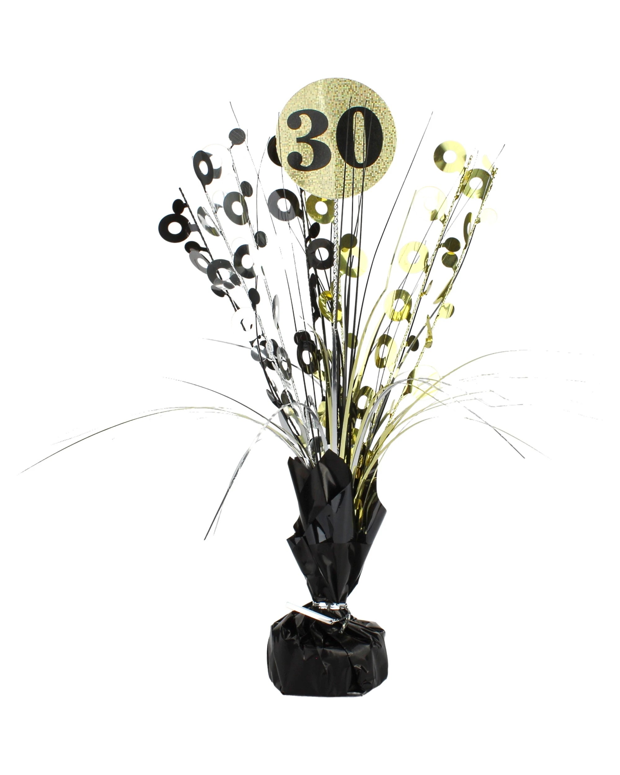 1 Alpen Prismatic 30th Birthday Spray Centrepiece - Black and Gold - Black, 1 of 1