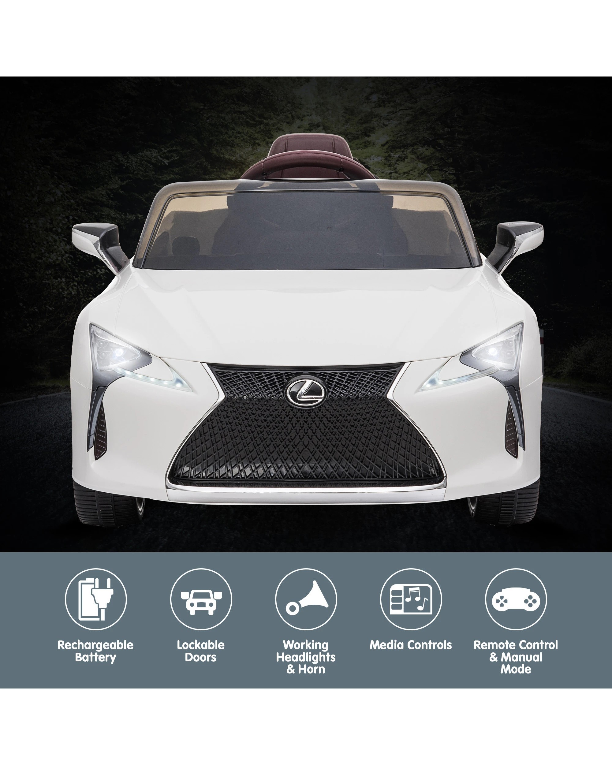 7 Kahuna Licensed Lexus LC 500 Kids Electric Ride On Car - White, 7 of 10