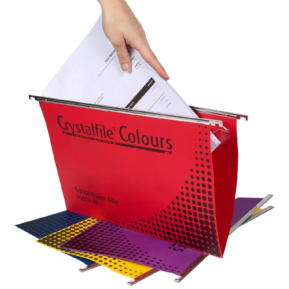 4 Crystalfile Foolscap Suspension File Assorted Colours 25 Pack, 4 of 4