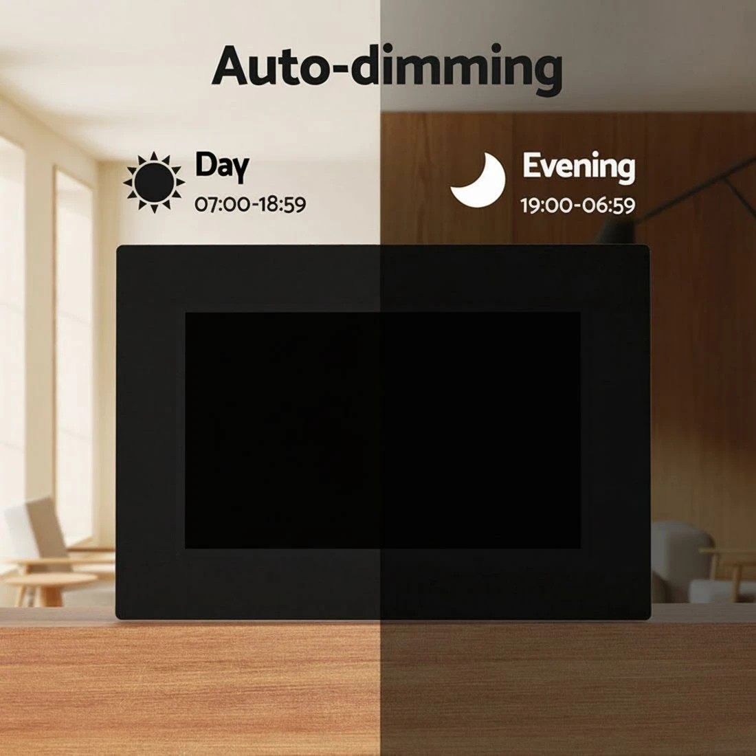 6 Artiss 8" Digital Day Clock Calendar Alarm - Black, 6 of 7