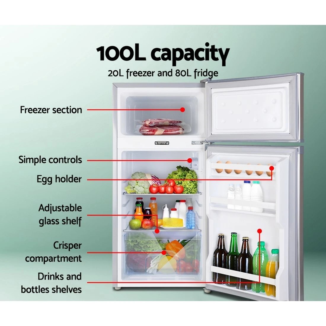 3 Glacio 100L Portable Fridge Freezer Bar Upright 12V/24V/240V Camping - Silver, 3 of 9