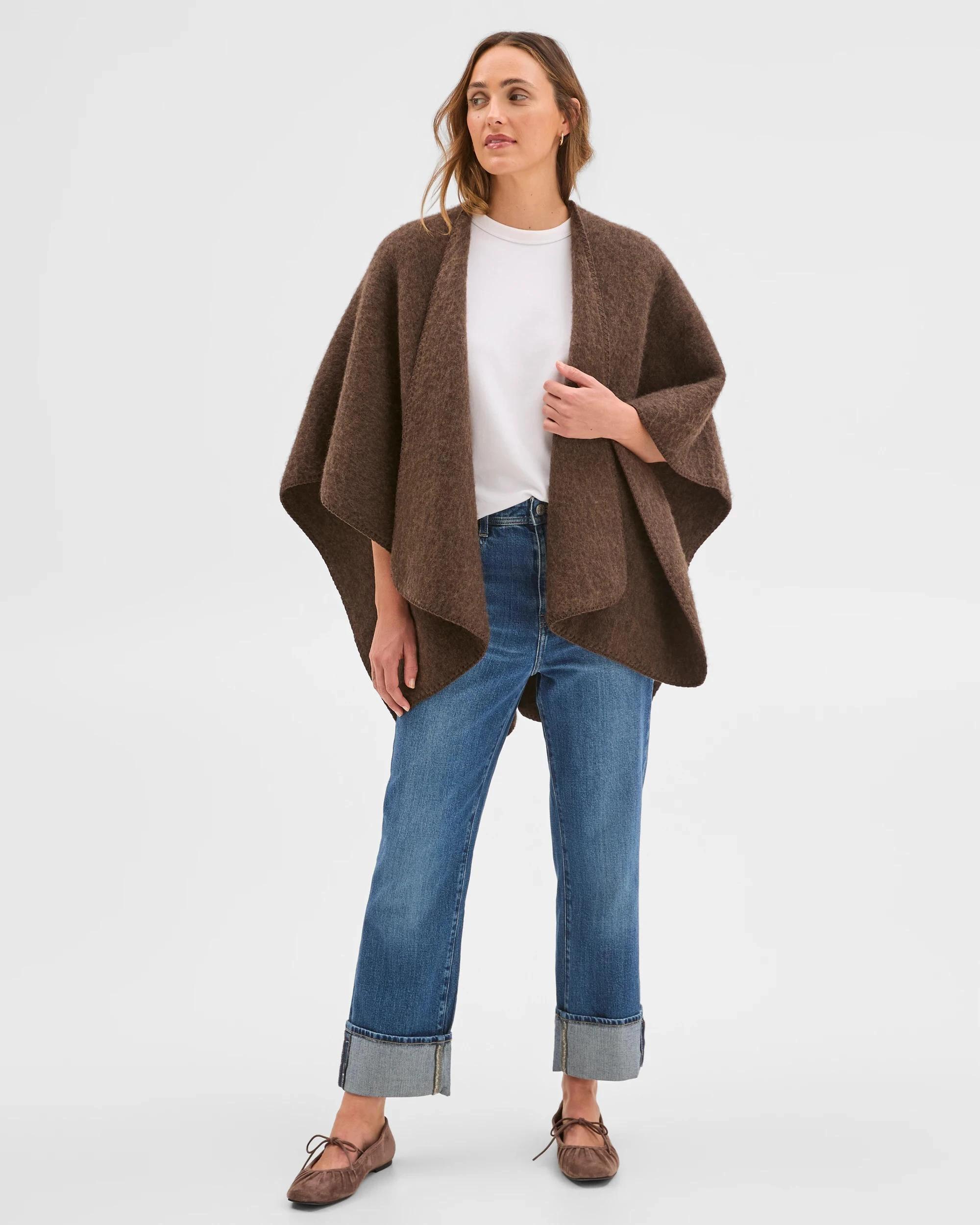 2 Target Accessories Brushed Blanket Stitch Poncho BITTER CHOCOLATE, 2 of 7