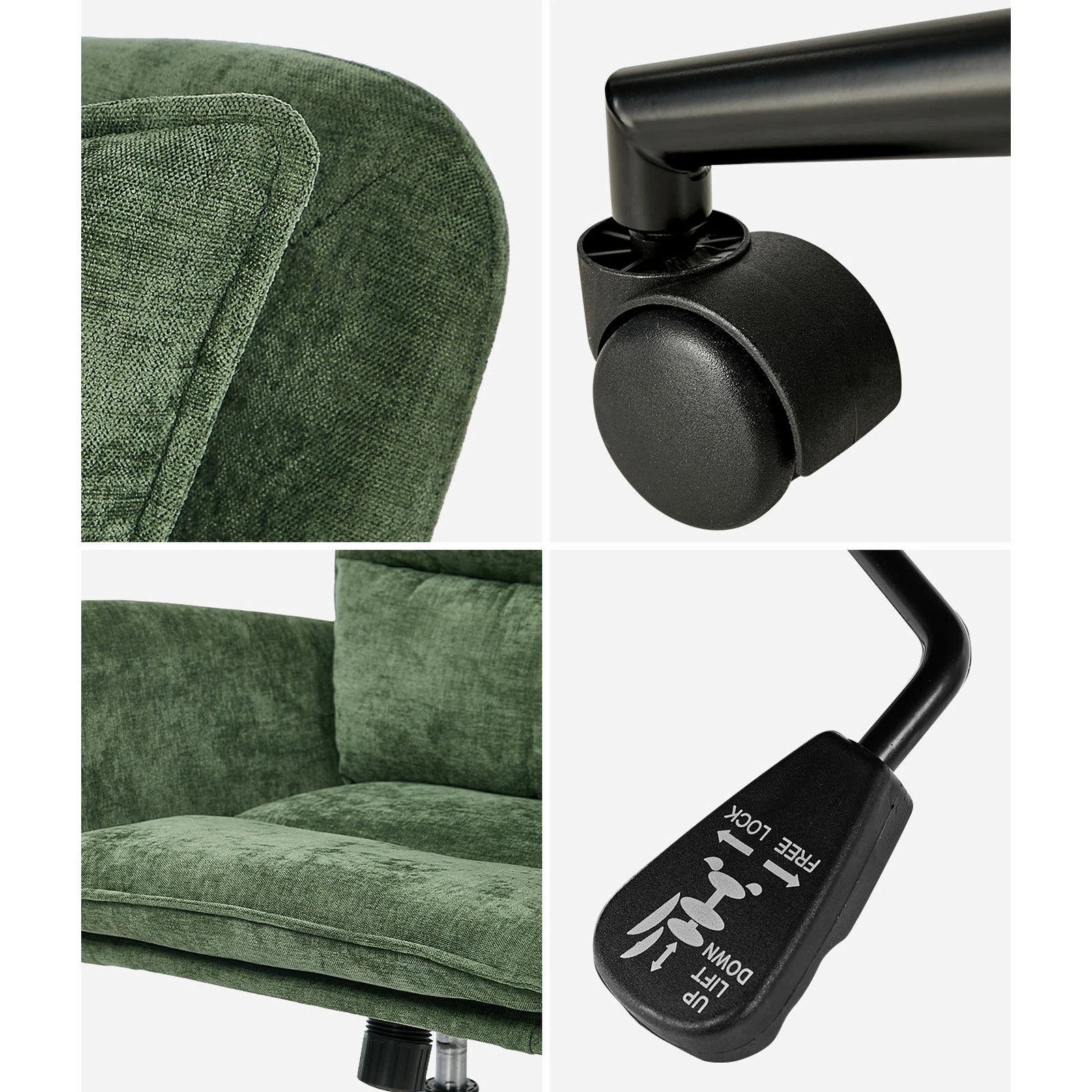 5 Oikiture Mid Back Office Chair Swivel Desk Chair Wide Seat Armrest - Green, 5 of 7