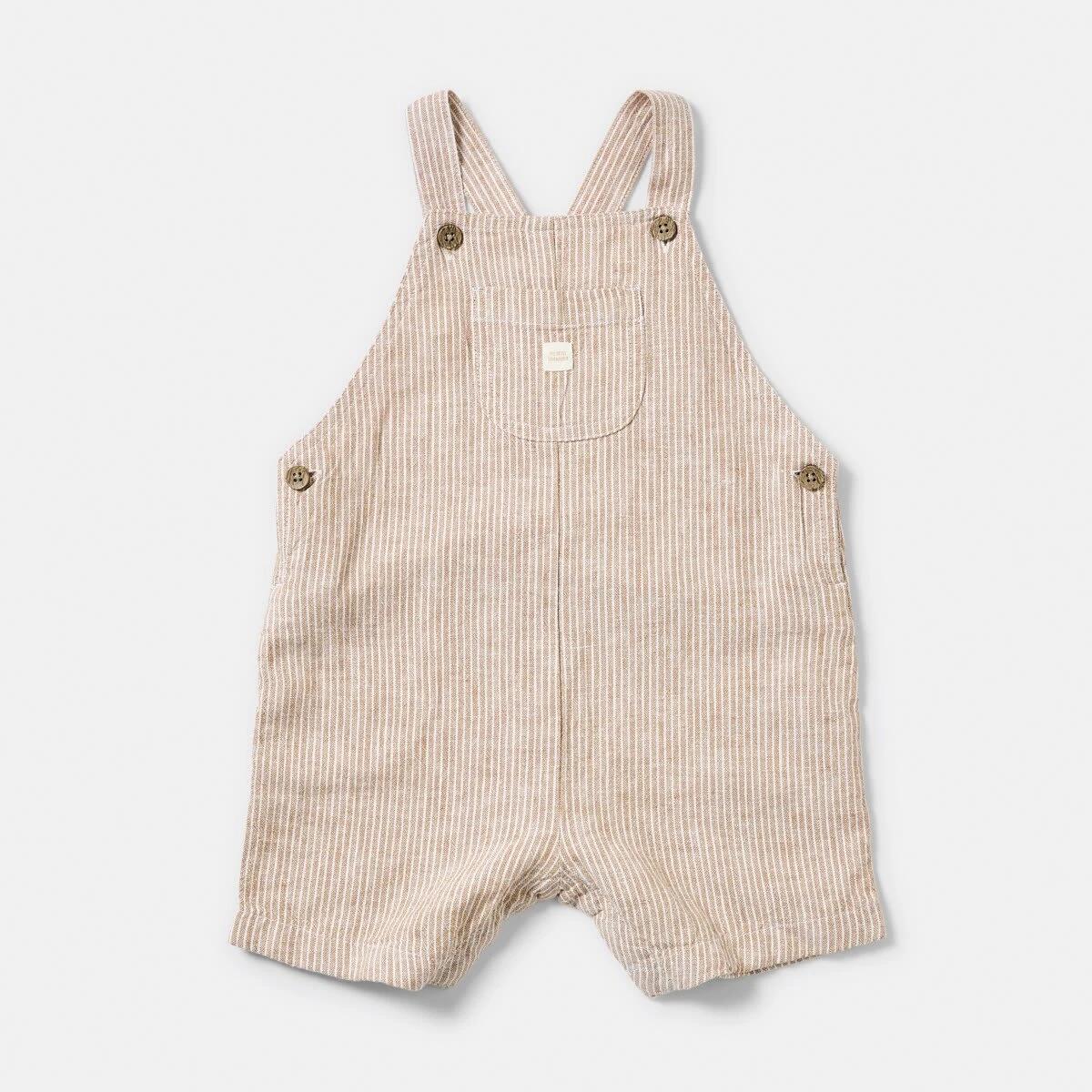 3 Short Sleeve Dungaree Set BROWN STRIPE, 3 of 6