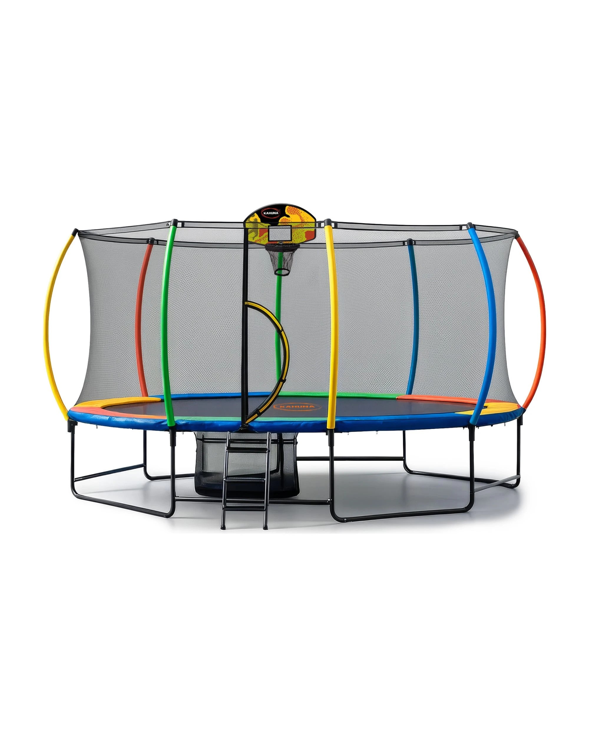 1 Kahuna 10 ft x 15 ft Oval Outdoor Trampoline with Reversible Pad and LED Basketball Set - Assorted, 1 of 9