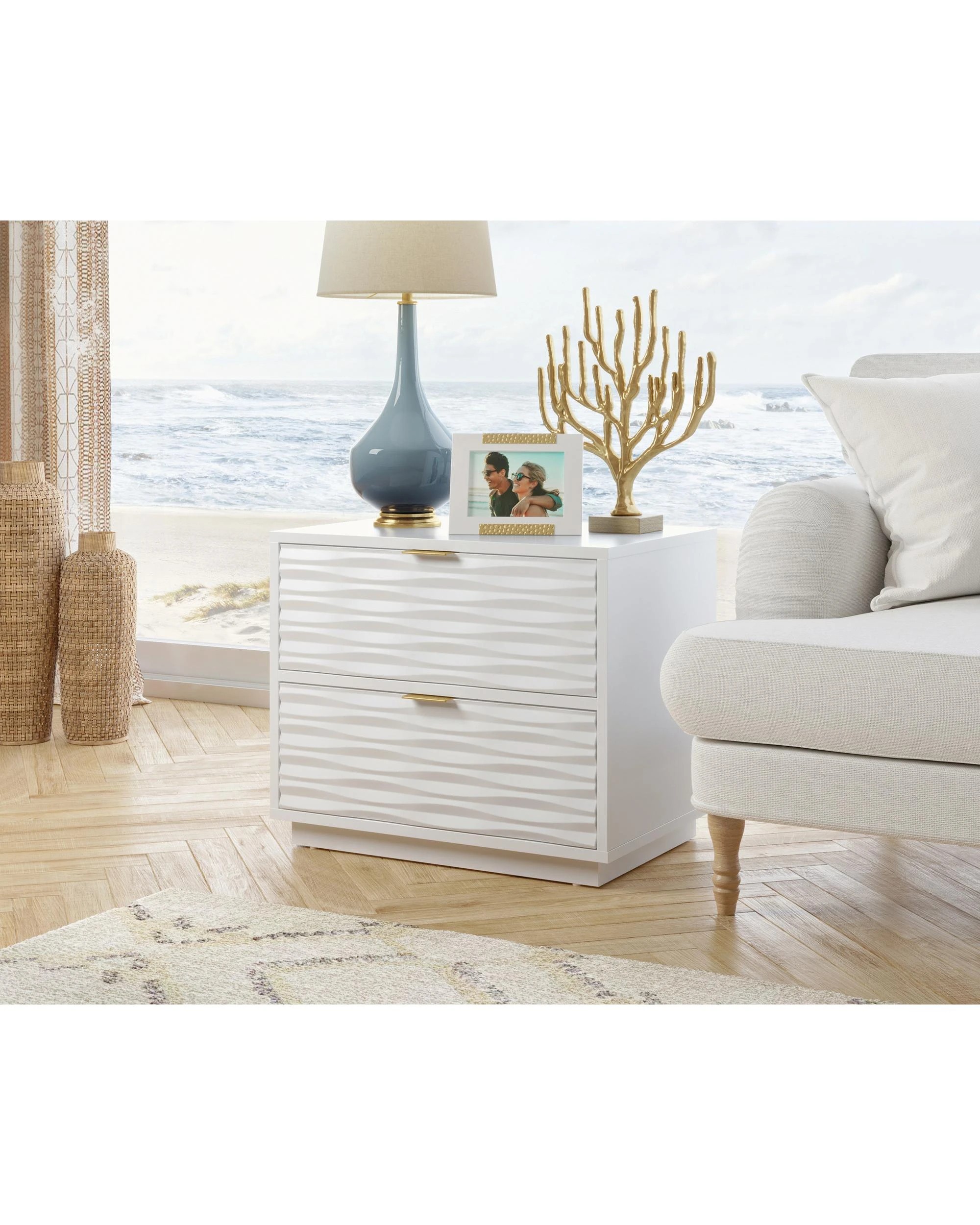 1 Sauder Side Unit Bedside Drawer Unit 2 Drawers - White, 1 of 9