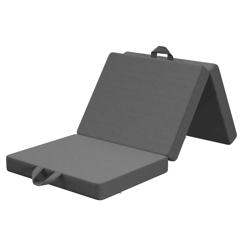 1 BedStory Folding Mattress Small King Single Trifold Mattress Firm Support Foam Washable - King Single Bed - Black, 1 of 6