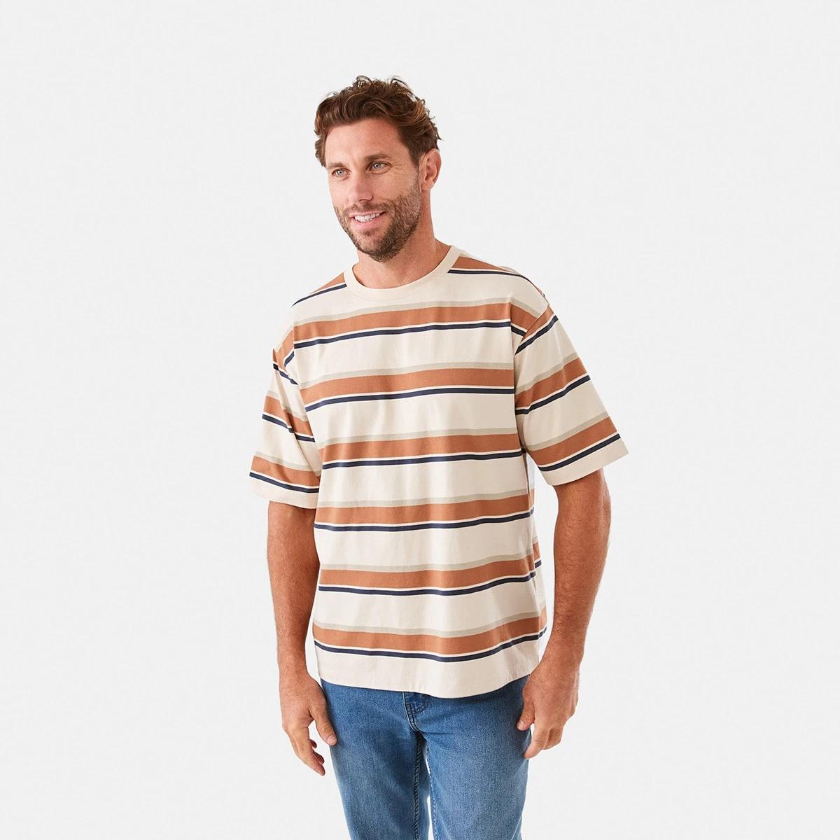 1 Oversized Striped T-Shirt Bge Strp, 1 of 6
