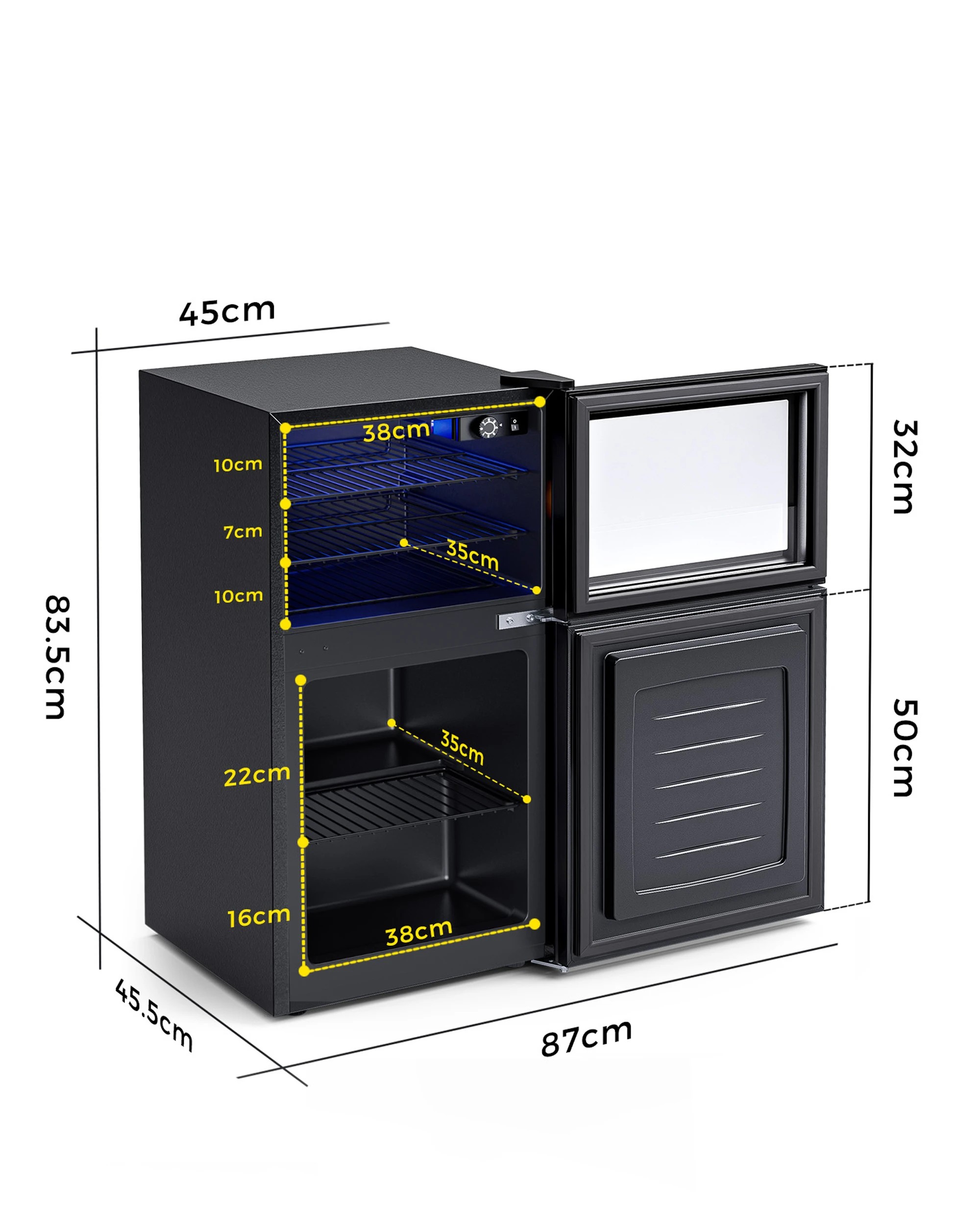 2 Yopower Refrigerator with Freezer, 80L Compact Drinks Cooler for Home Office - Black, 2 of 4