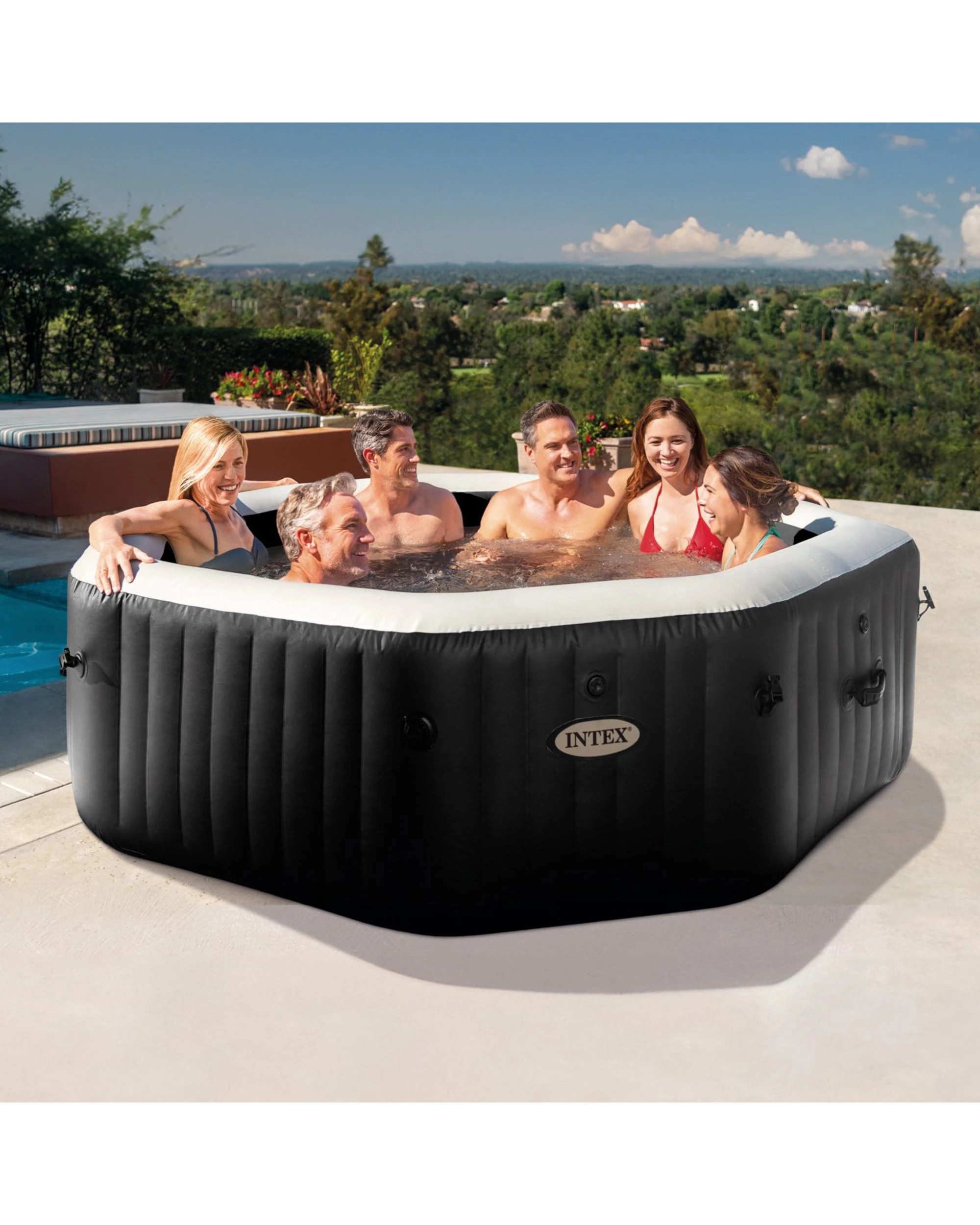 7 Intex PureSpa Jet Bubble Deluxe 6-Person Inflatable Hot Tub - Black, 7 of 9