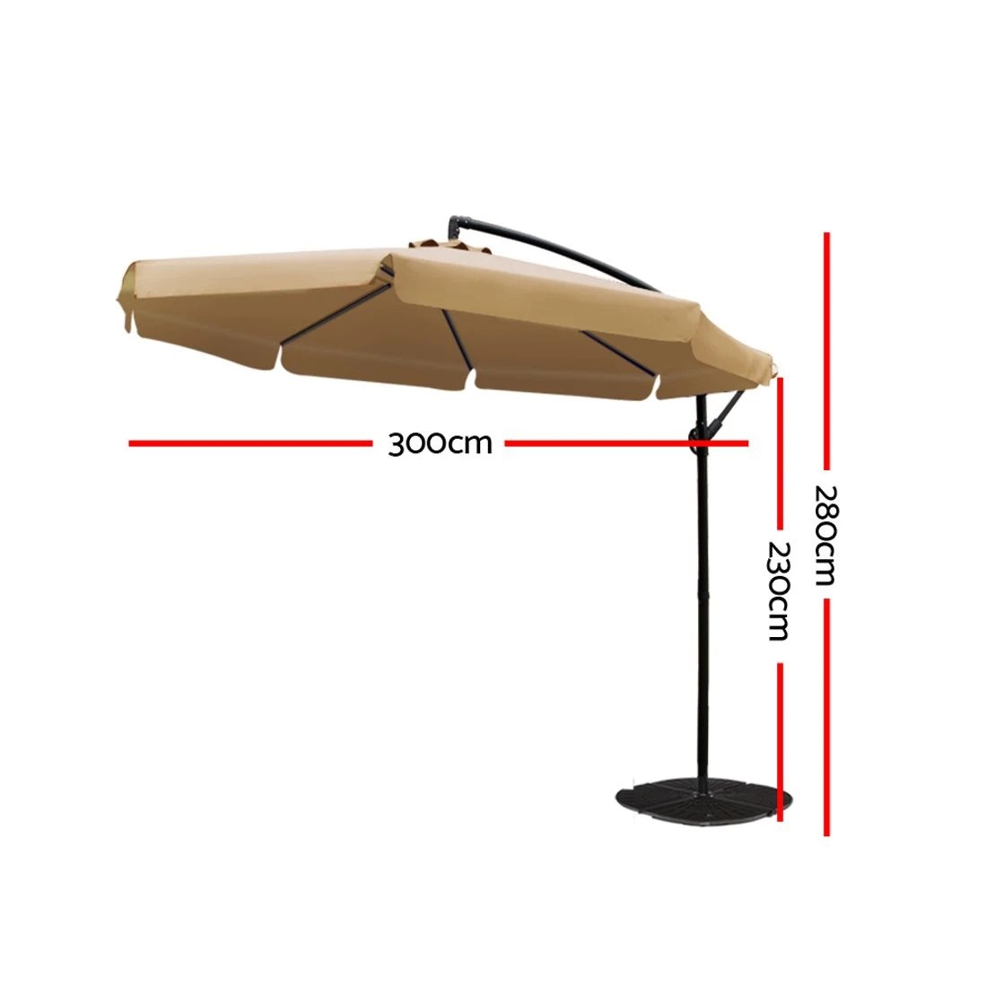 2 Instahut 3m Outdoor Umbrella Cantilever Garden Beach Patio - White, 2 of 6