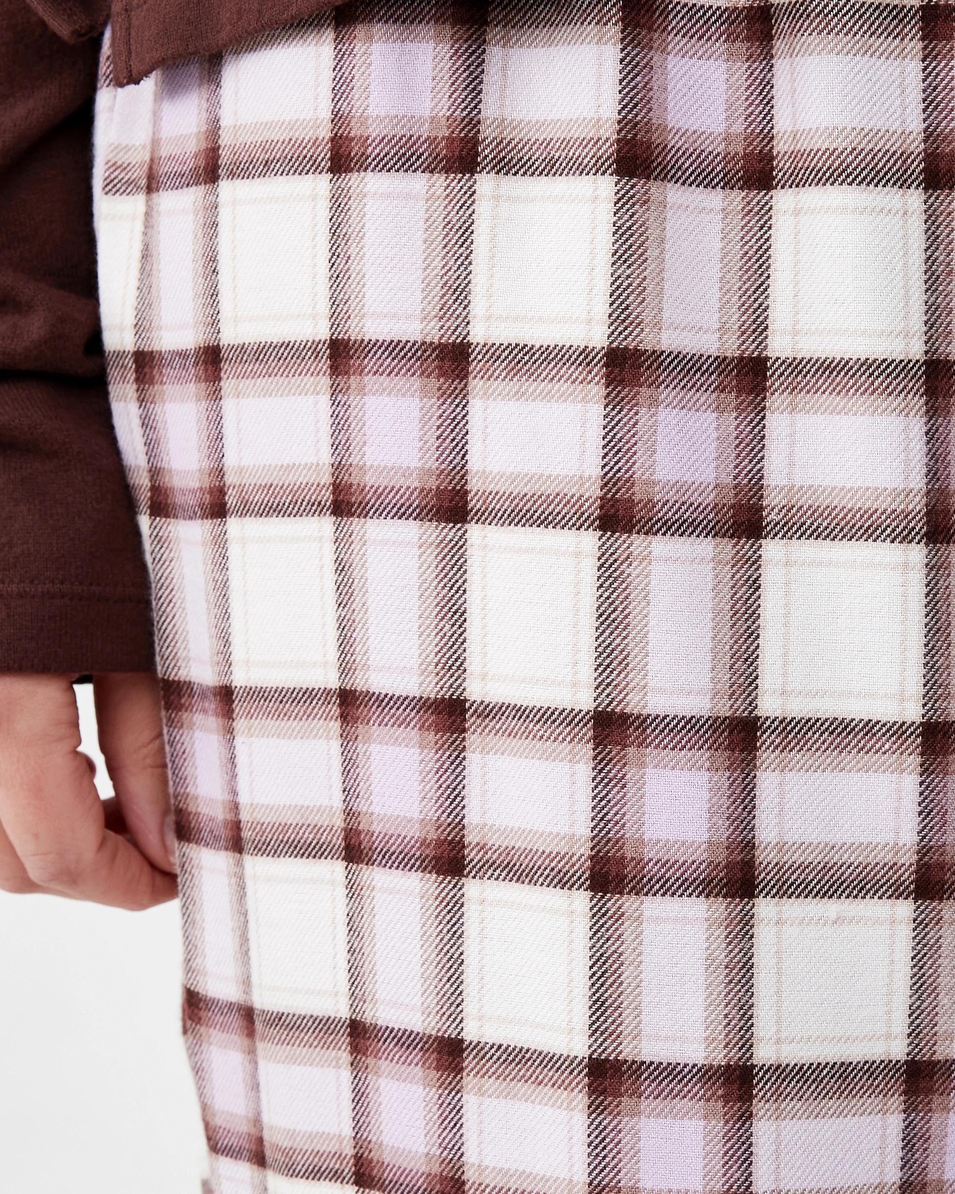 6 Supersoft Henley Top and Flannel Pants Pyjama Set Chk Bwn, 6 of 8