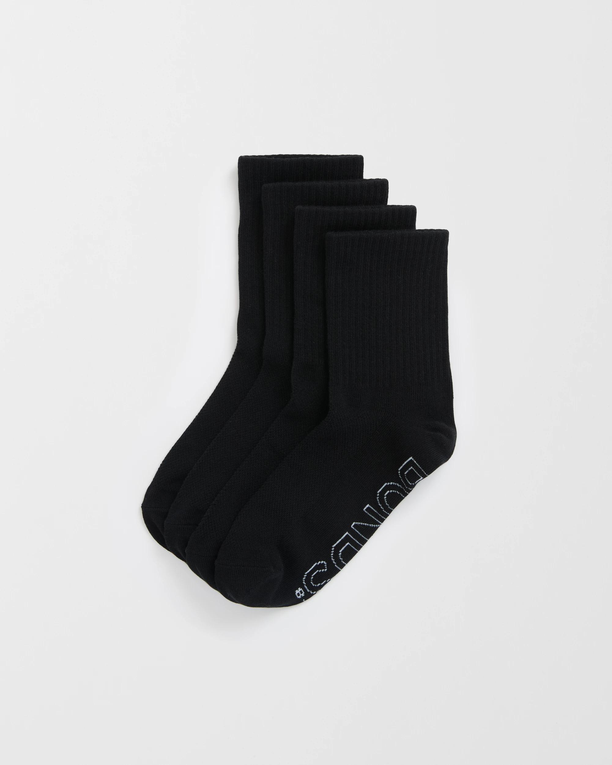 1 Logo Lightweight Crew Socks 4 Pack - Bonds BLACK, 1 of 3