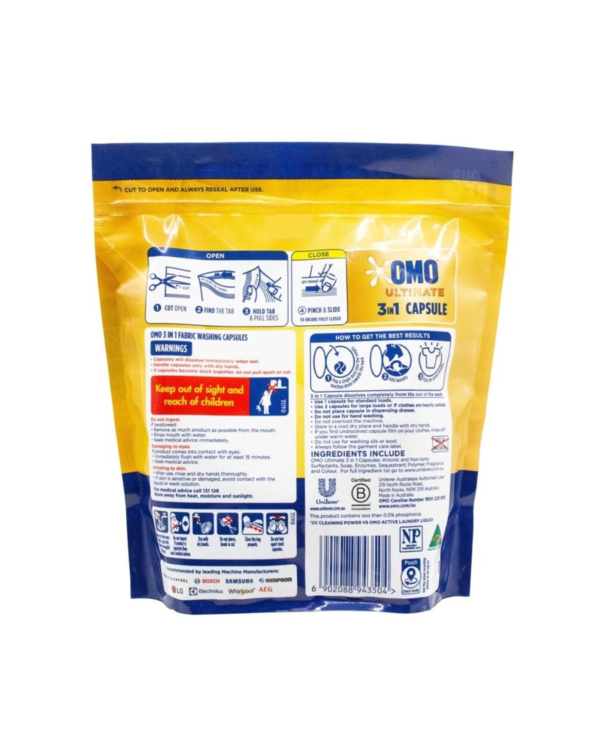 3 OMO 4x 17PK Ultimate 3-in-1 Laundry Capsule Detergent 2x Cleaning Power - Multi, 3 of 3