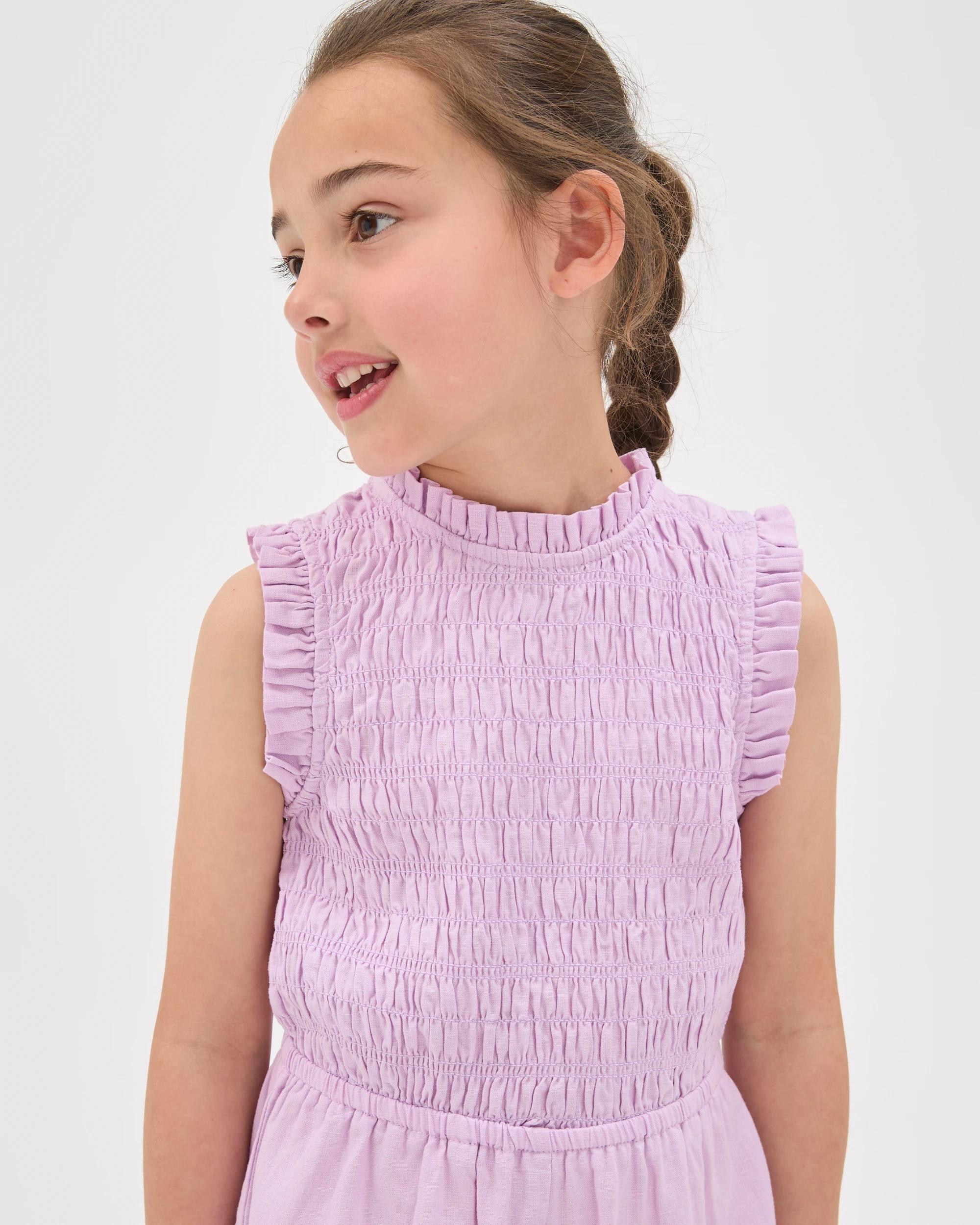3 Target Kids Linen Blend Sleeveless Playsuit LIGHT PURPLE, 3 of 7