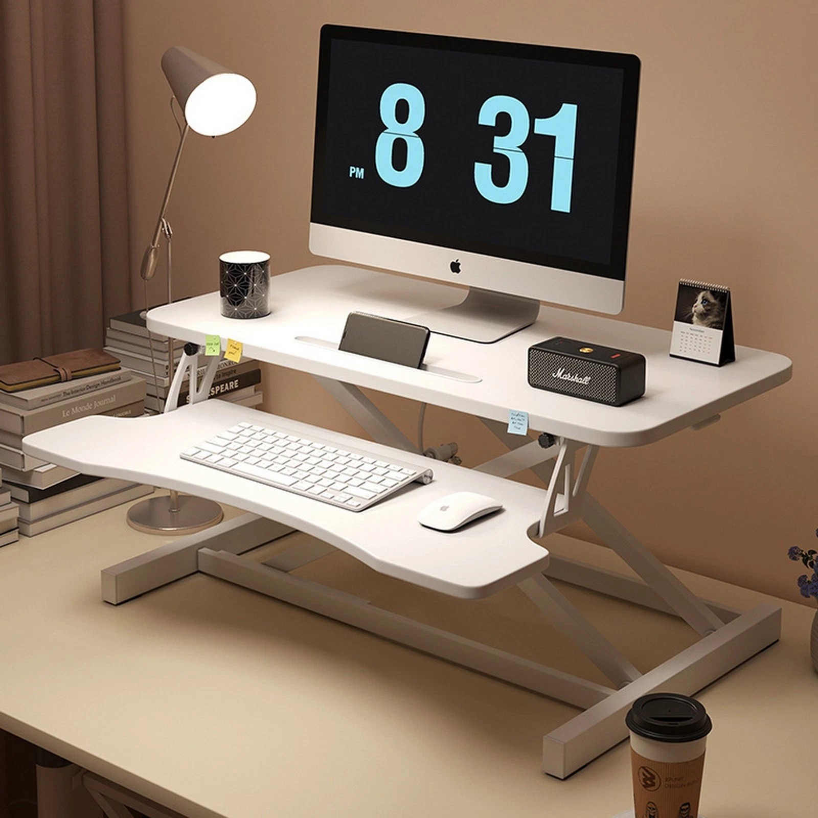 2 Foret Height Adjustable Standing Desk Riser Computer Laptop Gas Spring Stand Up, 2 of 10