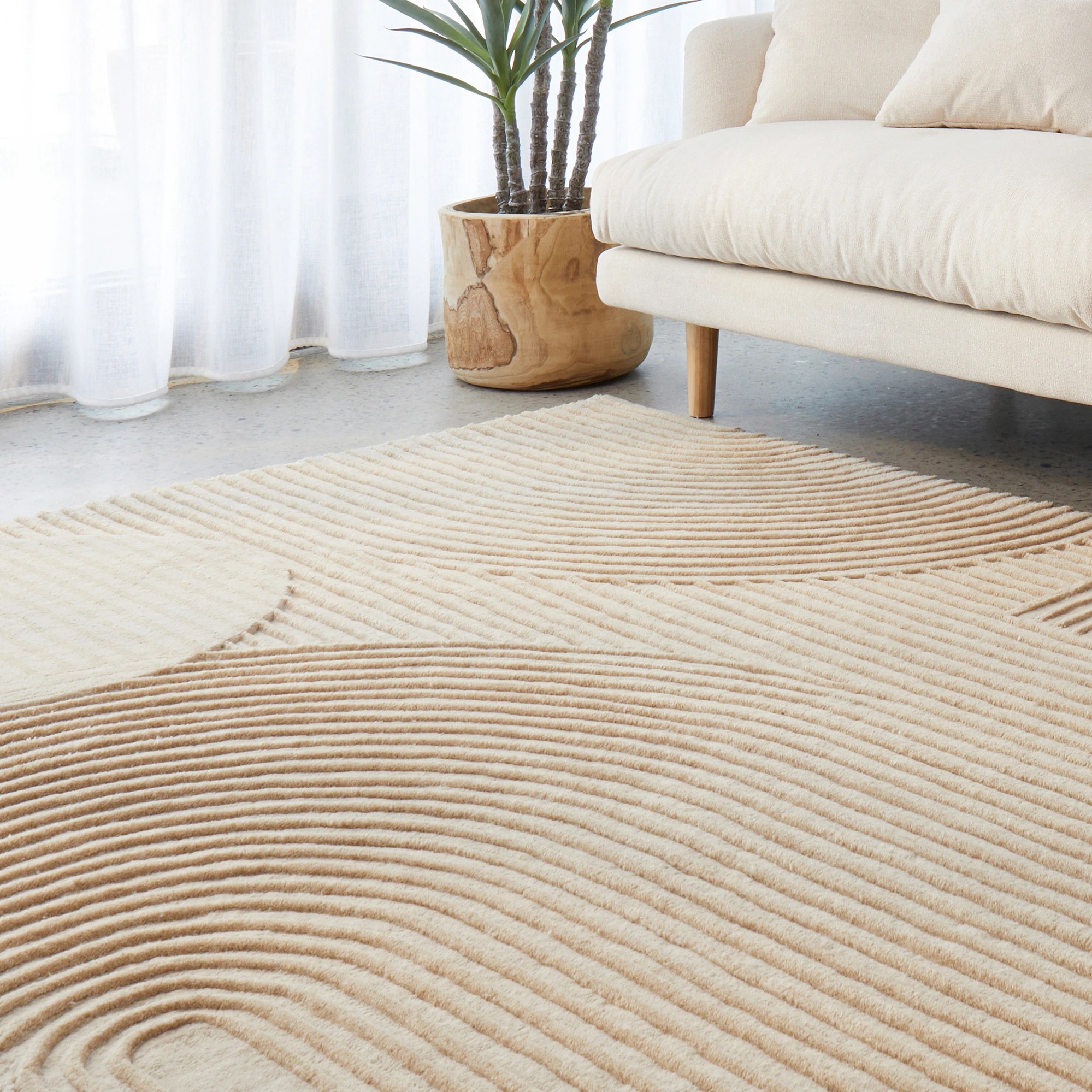 1 Common Ground Rugs Lumina Archie 330x240cm - Extra Large Wool Rug - Beige, 1 of 7