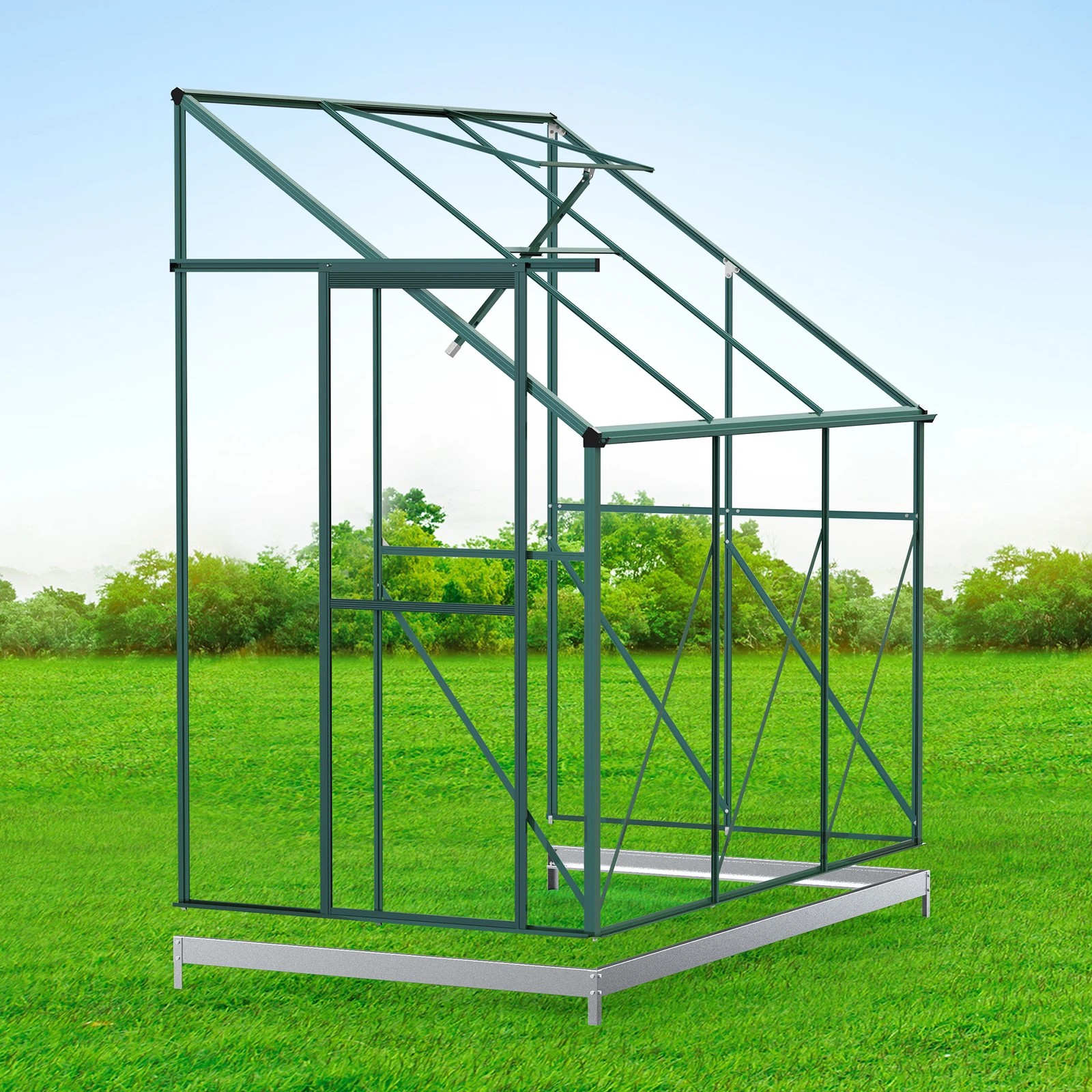 4 Alfordson Greenhouse Aluminium Polycarbonate Garden Storage Shed 1.9x1.3M - White, 4 of 7