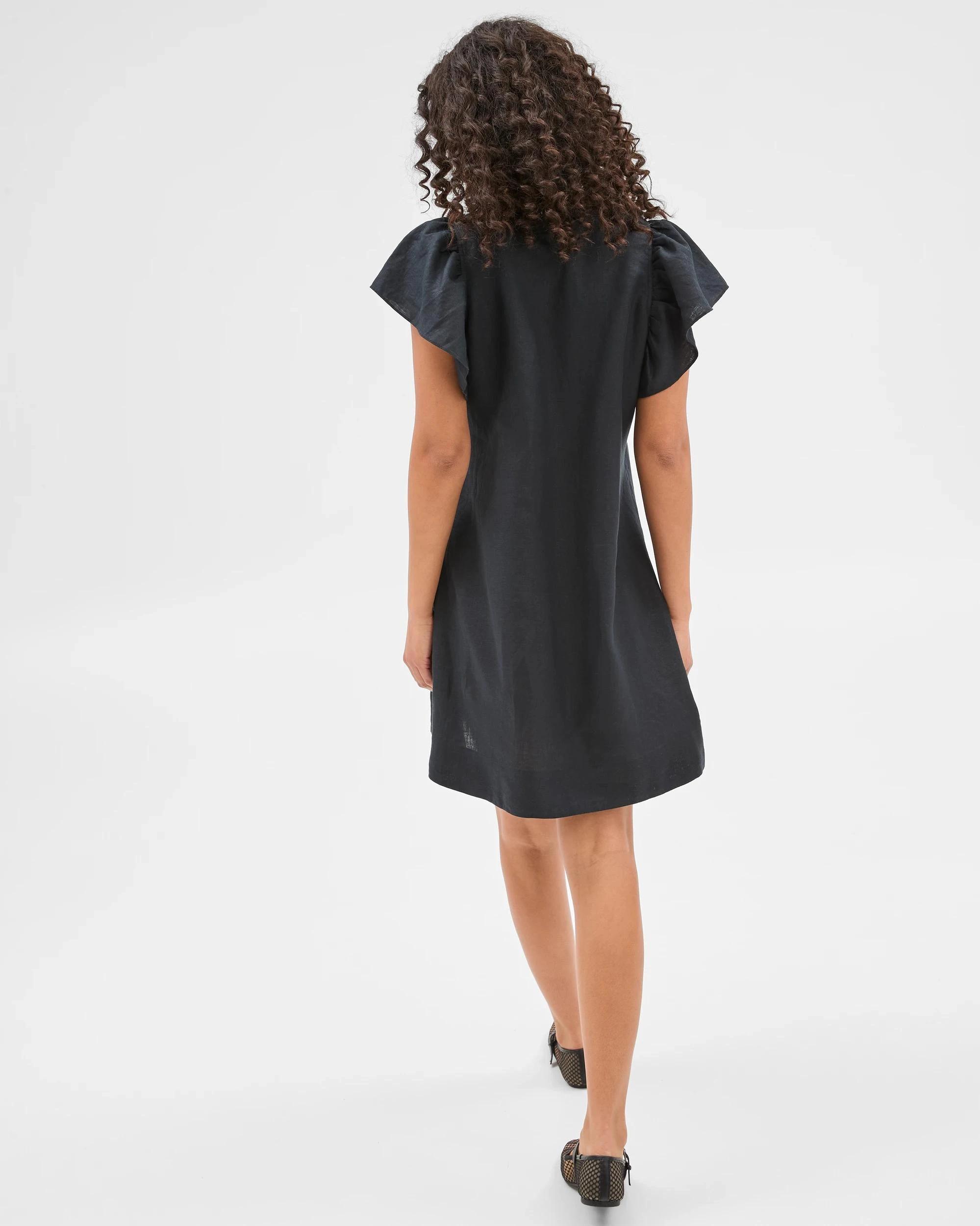 4 Target Woman European Linen Stitch Detail Mini Dress BLACK, 4 of 5