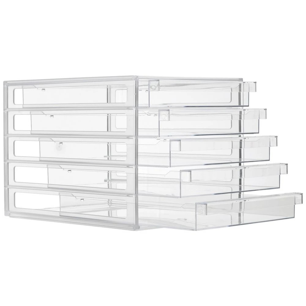 2 J.Burrows Desktop File Organiser 5 Drawer Clear, 2 of 4
