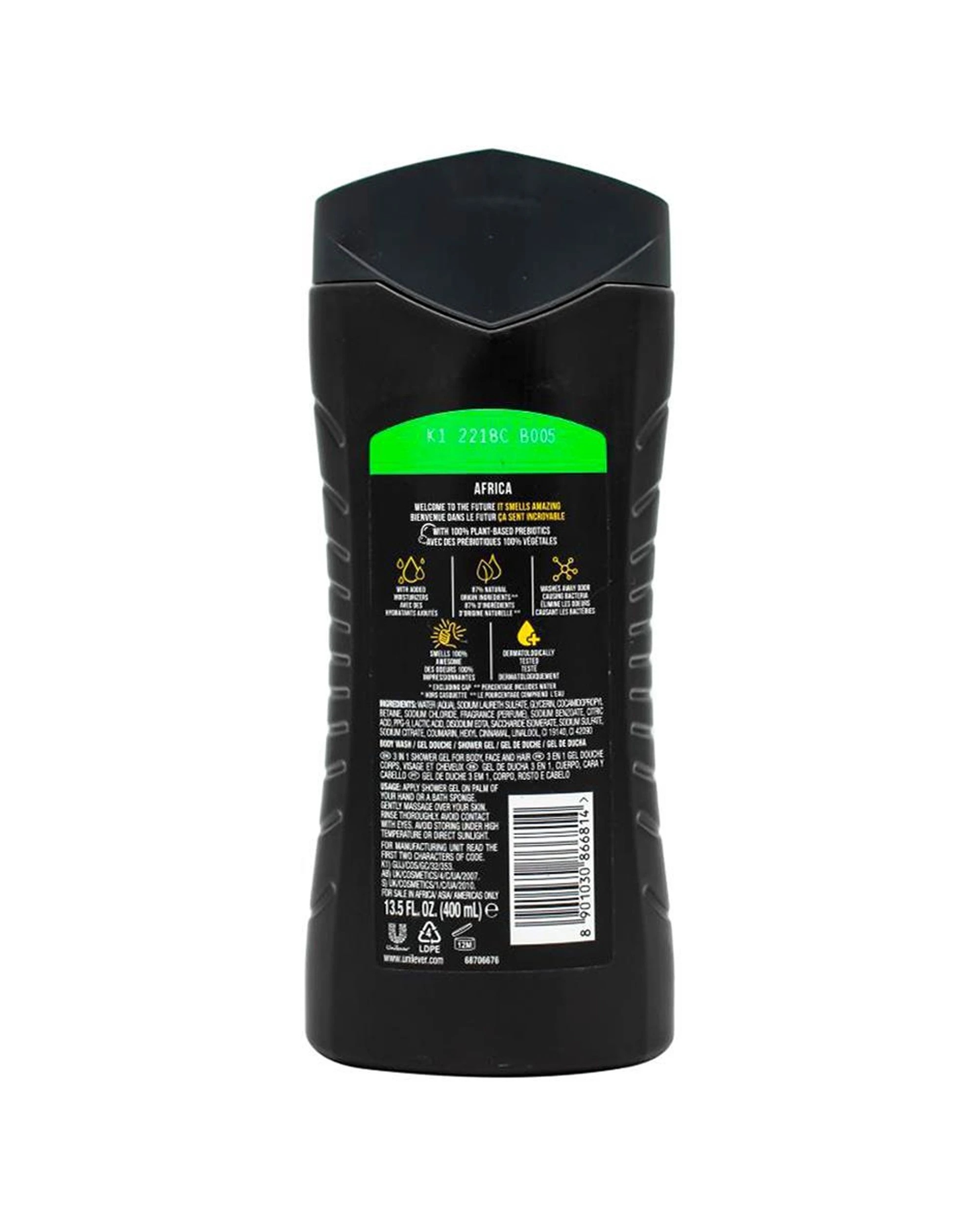 3 Axe Africa 6PK 3-in-1 Body Face Hair Wash 400ml Mandarin Sandalwood Scent - Black, 3 of 4