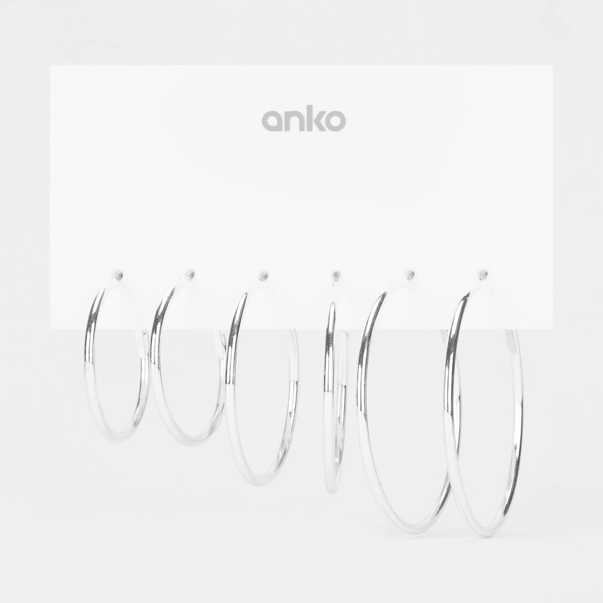 5 3 Pack Thin Hoop Earrings - Silver Tone, 5 of 5