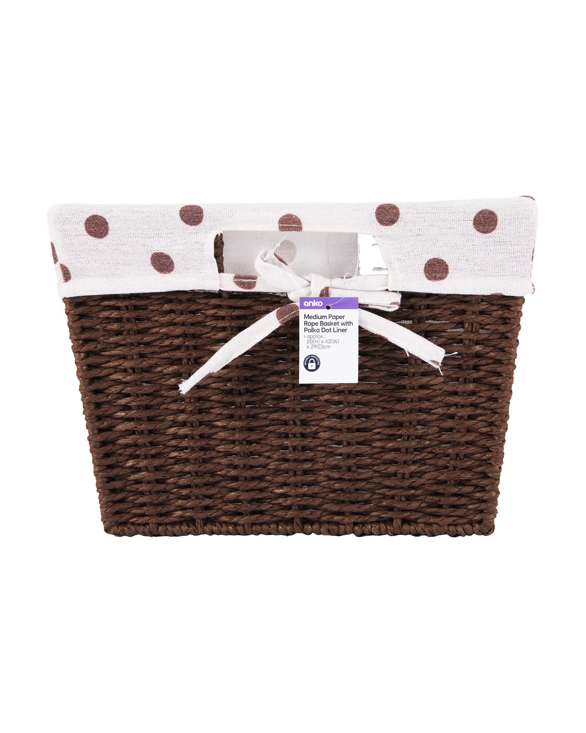 5 Medium Paper Rope Basket with Polka Dot Liner - Beige, 5 of 5