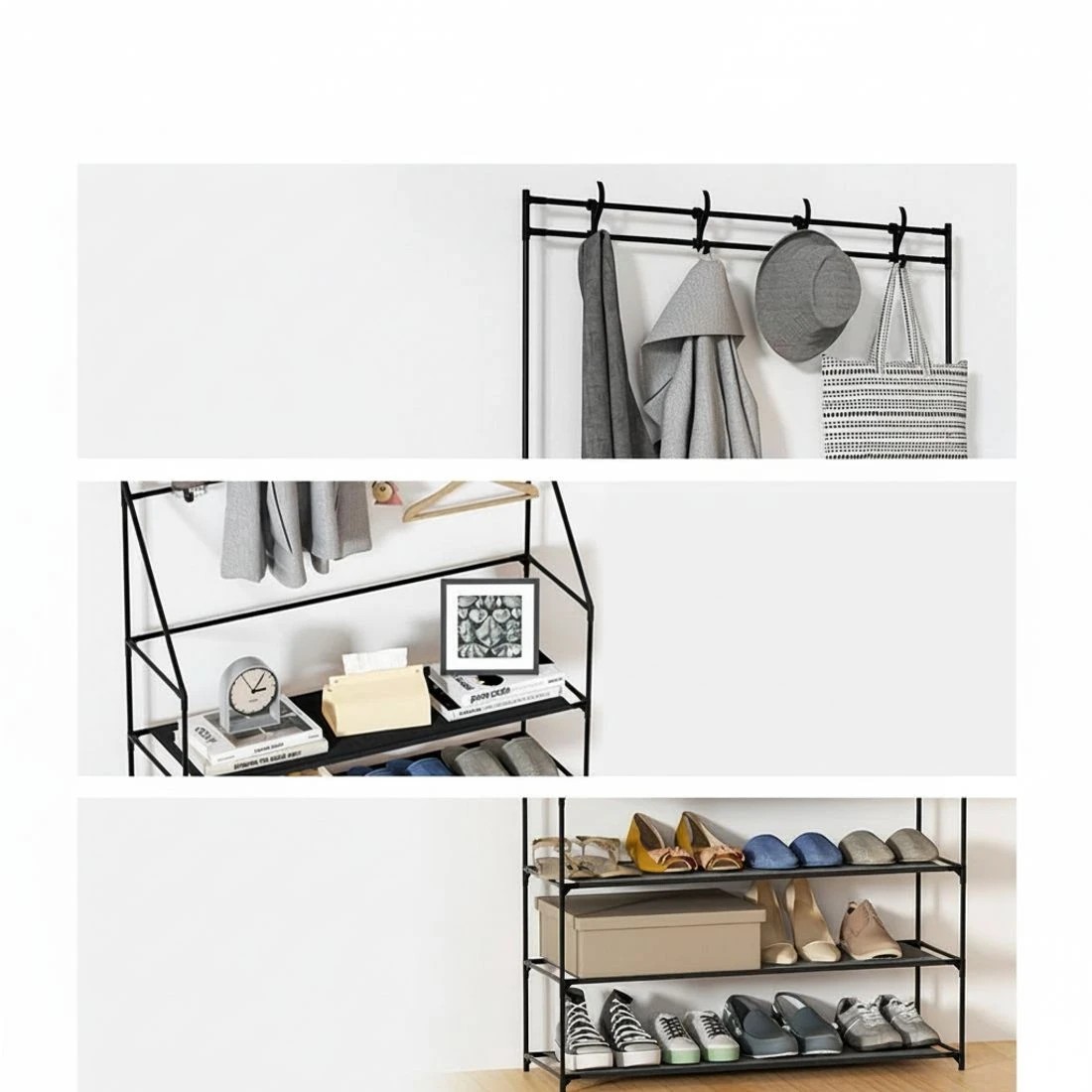 6 Artiss Shoe Rack Hall Tree 16 Pairs - Black, 6 of 8