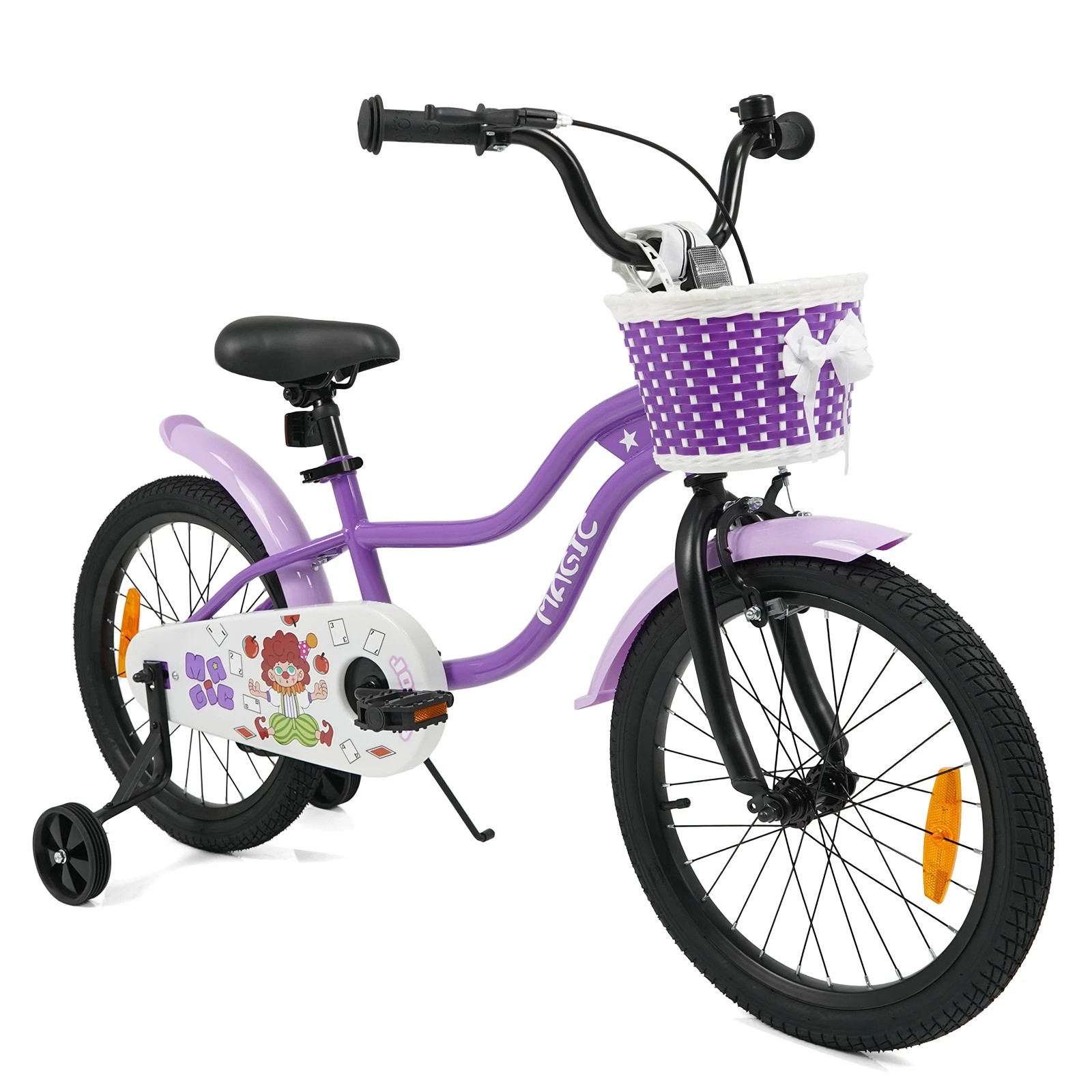 1 Costway 45cm Kid Bicycle Dual Brake Balance Bike Adjustable Ride on w/Training Wheels - Purple, 1 of 3