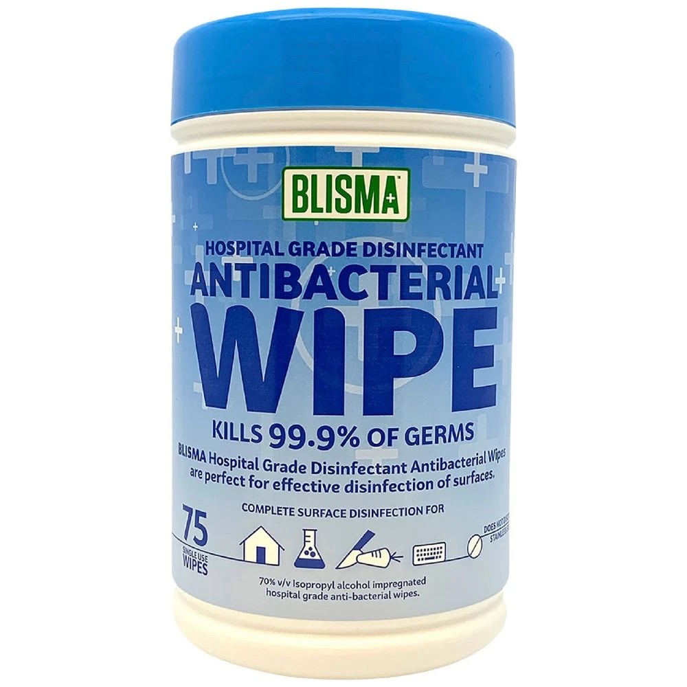 1 Blisma Hospital Grade Anti-bacterial Wipes 75 Pack, 1 of 4