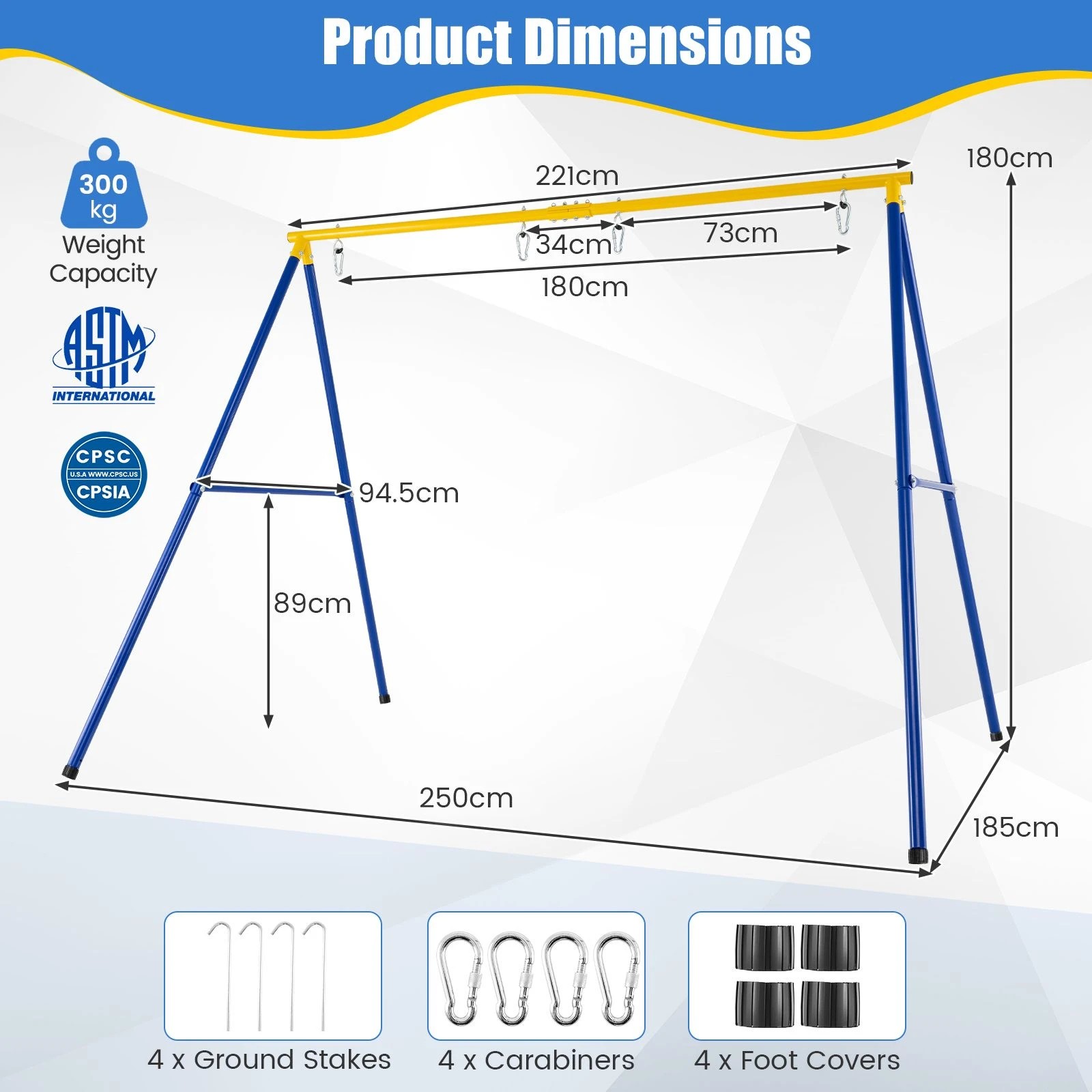 5 Costway Metal Swing Frame 2 Seat Outdoor Swing Rack (No Swing Seat), 5 of 6